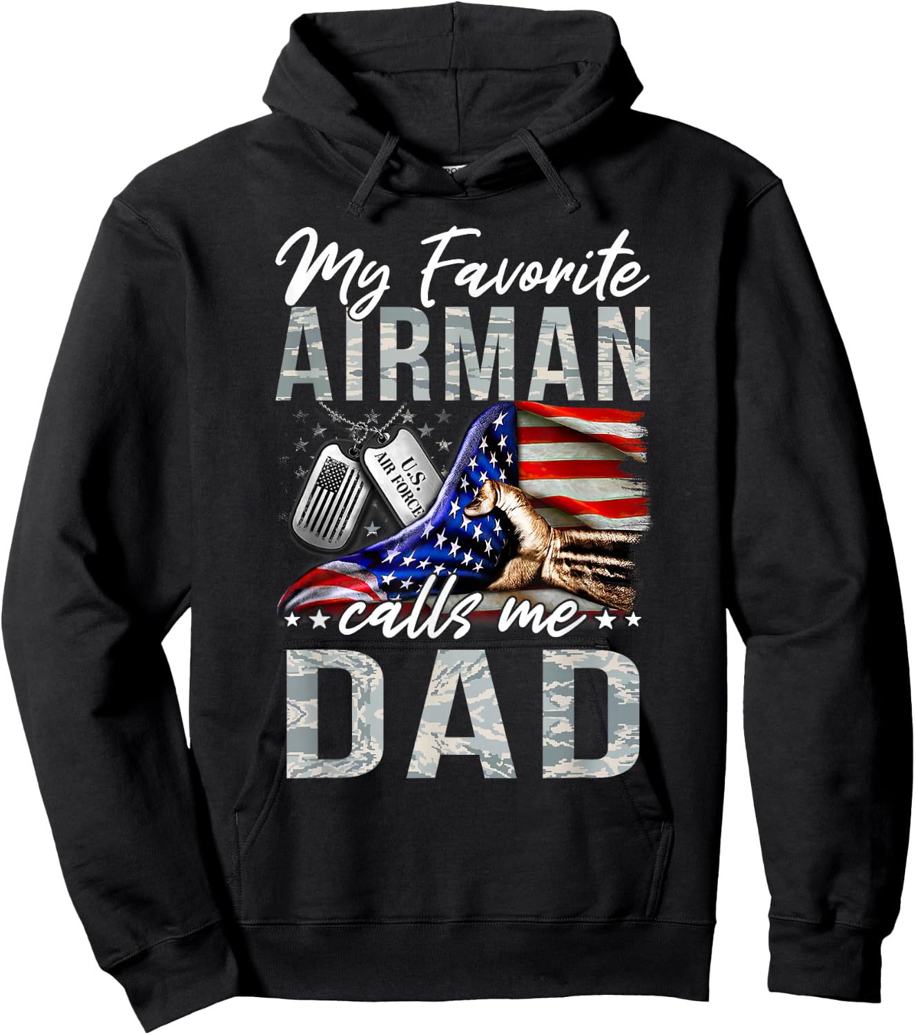 My Favorite Airman Calls Me Dad Air Force Graduation Dad Hoodie - Hoodie | Black