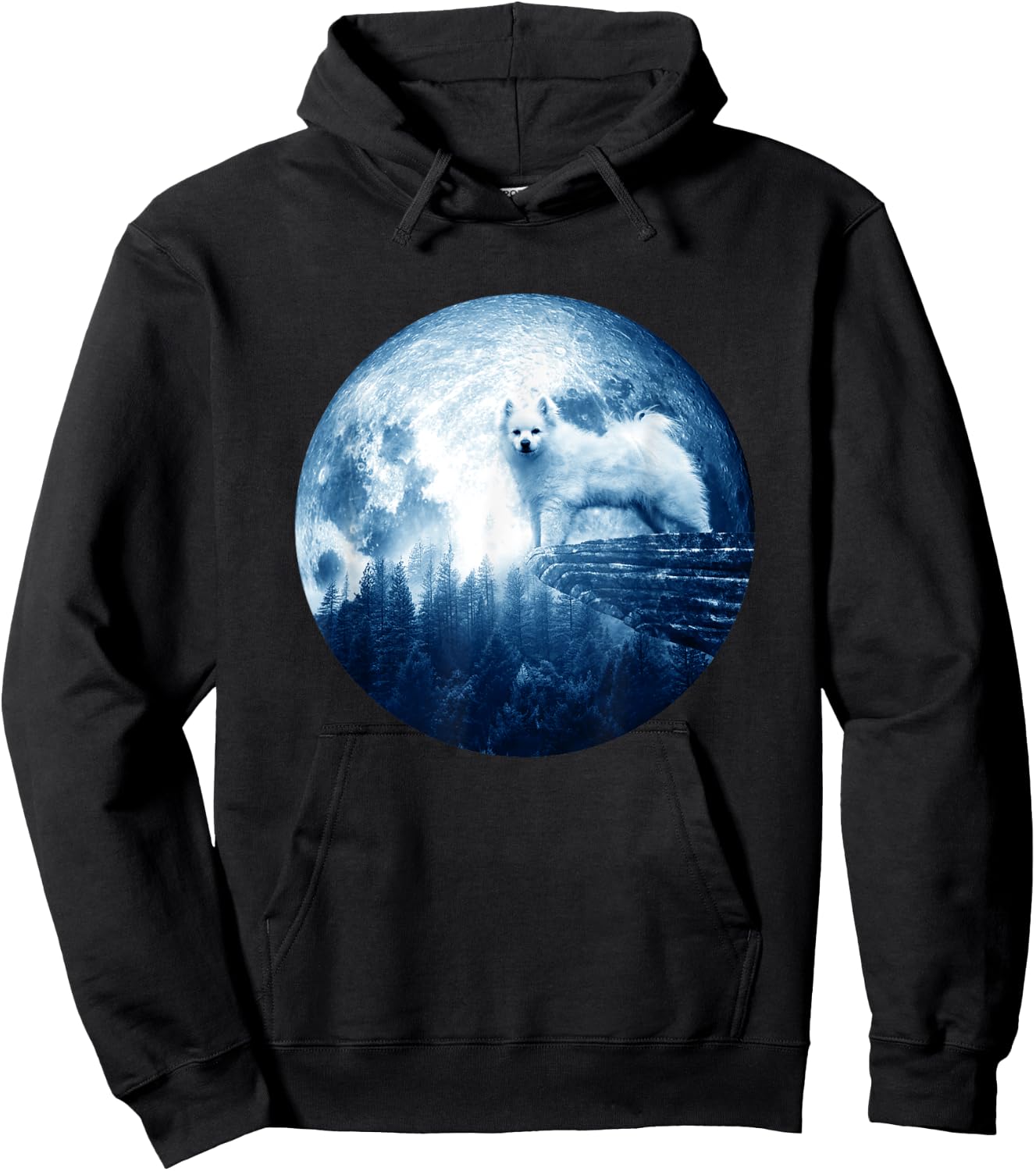 American Eskimo Dog Moon Dog Mom Dad Women Men Dog Lovers Hoodie - Hoodie | Black