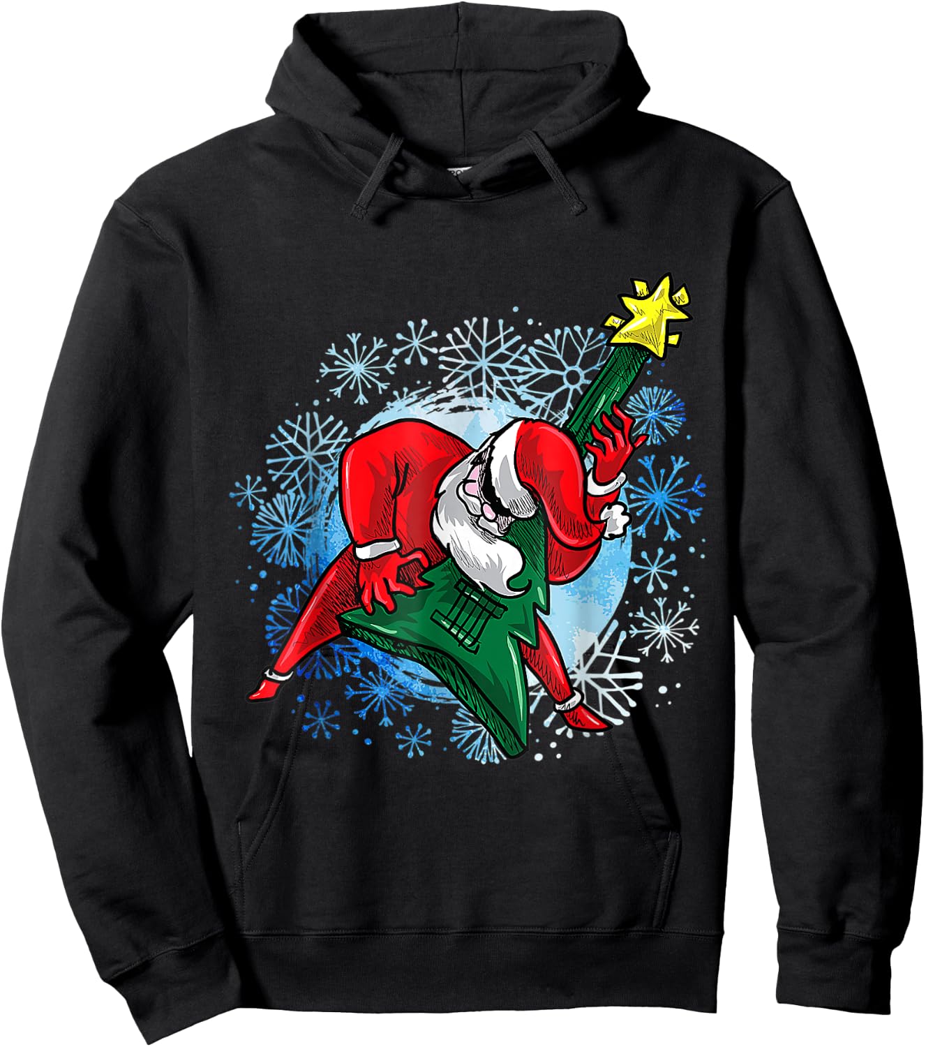 OHO Santa The Guitarist Play Tree Guitar Gift women Hoodie - Hoodie | Black