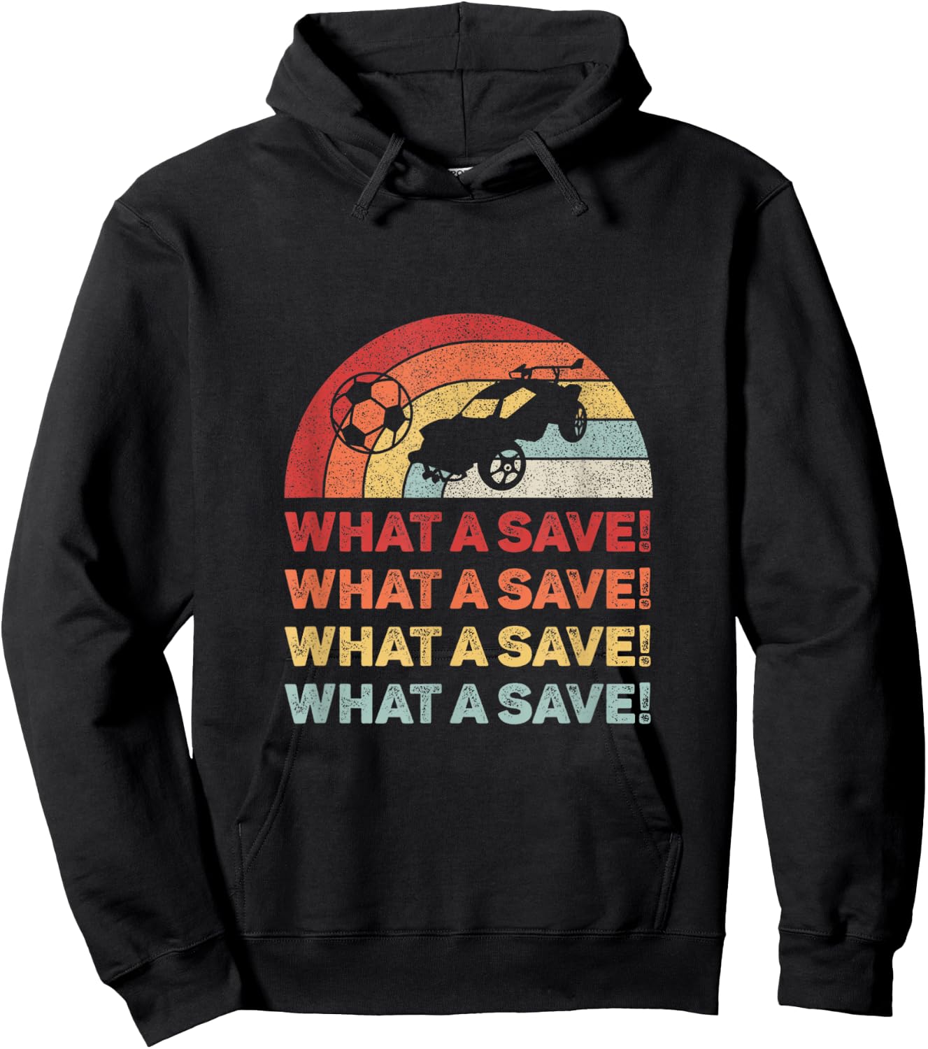 Vintage Retro What A Save Rocket Soccer Car League Hoodie - Hoodie | Black