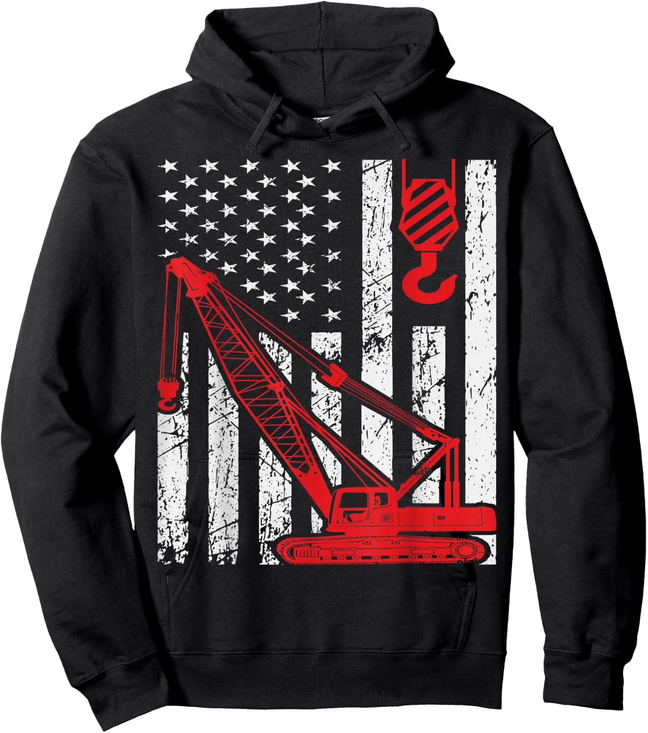 Excavating Machinery Retro bulldozer Excavator Co Men's Black Construction Worker Hoodie - Hoodie | Black