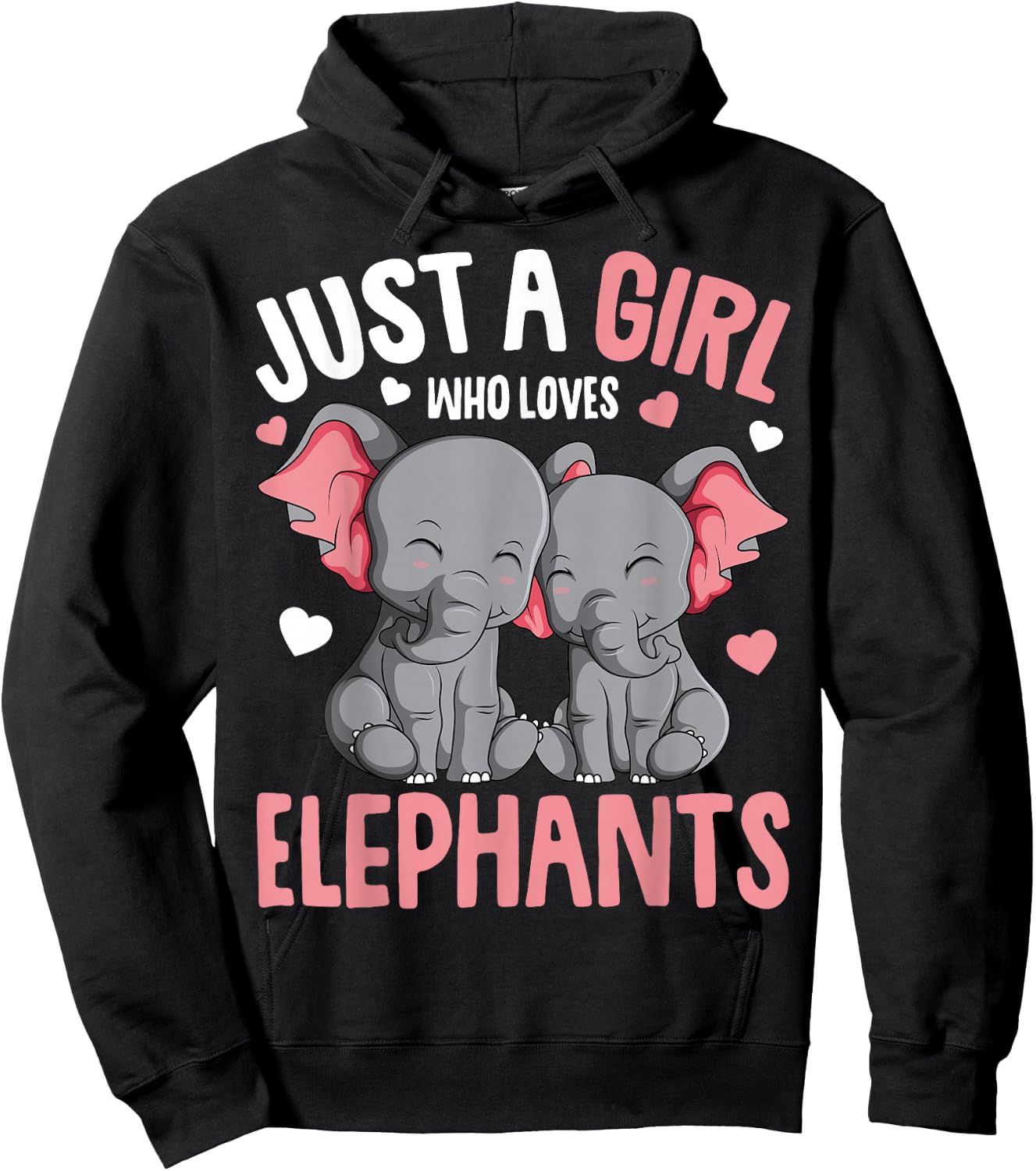 Just a Girl who Loves Elephants Kids Girls Elephant Lover Hoodie - Hoodie | Black