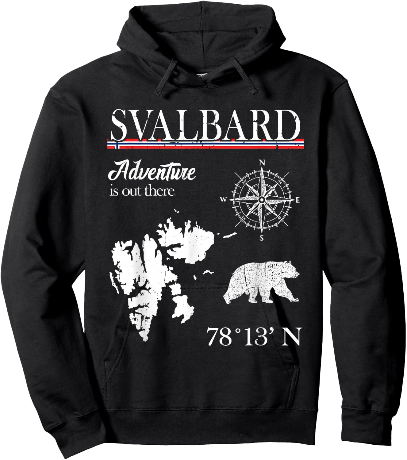 Svalbard - Adventure Is Out There - Norway Norwegian Flag Hoodie - Hoodie | Black