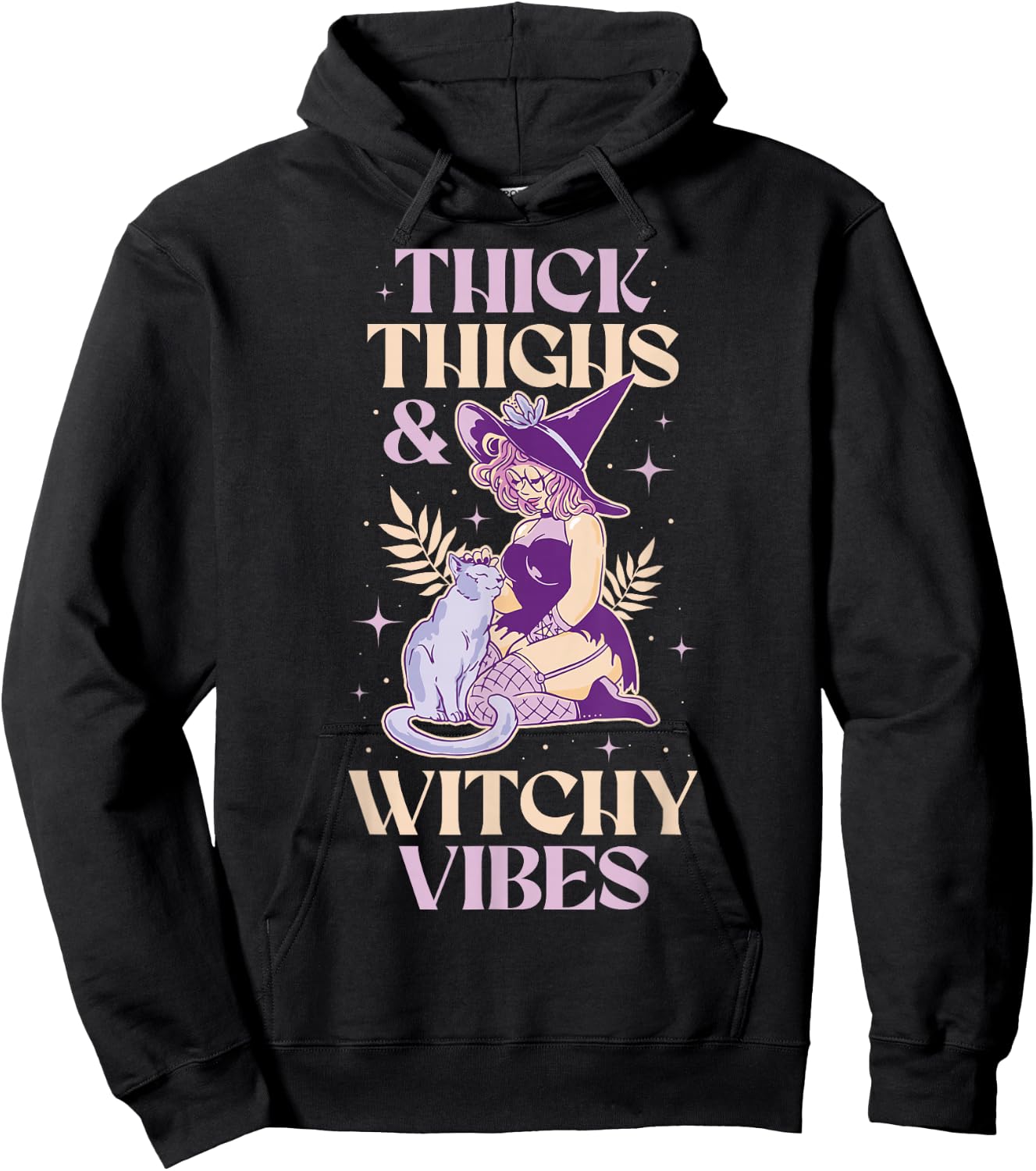 Funny Thick Thighs And Witchy Vibes Hoodie - Hoodie | Black