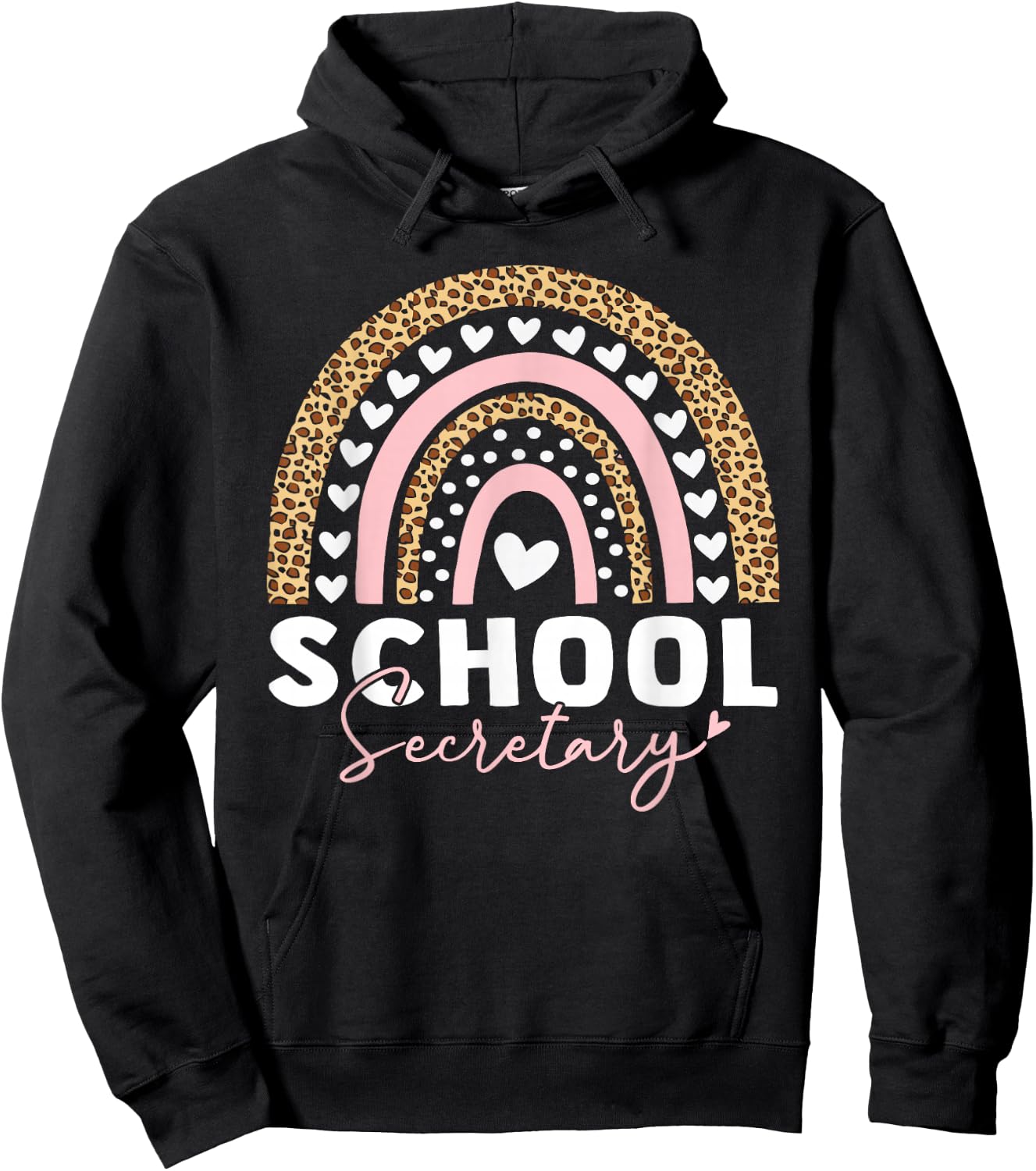 School Secretary Rainbow Leopard Cute School Secretary Hoodie - Hoodie | Black