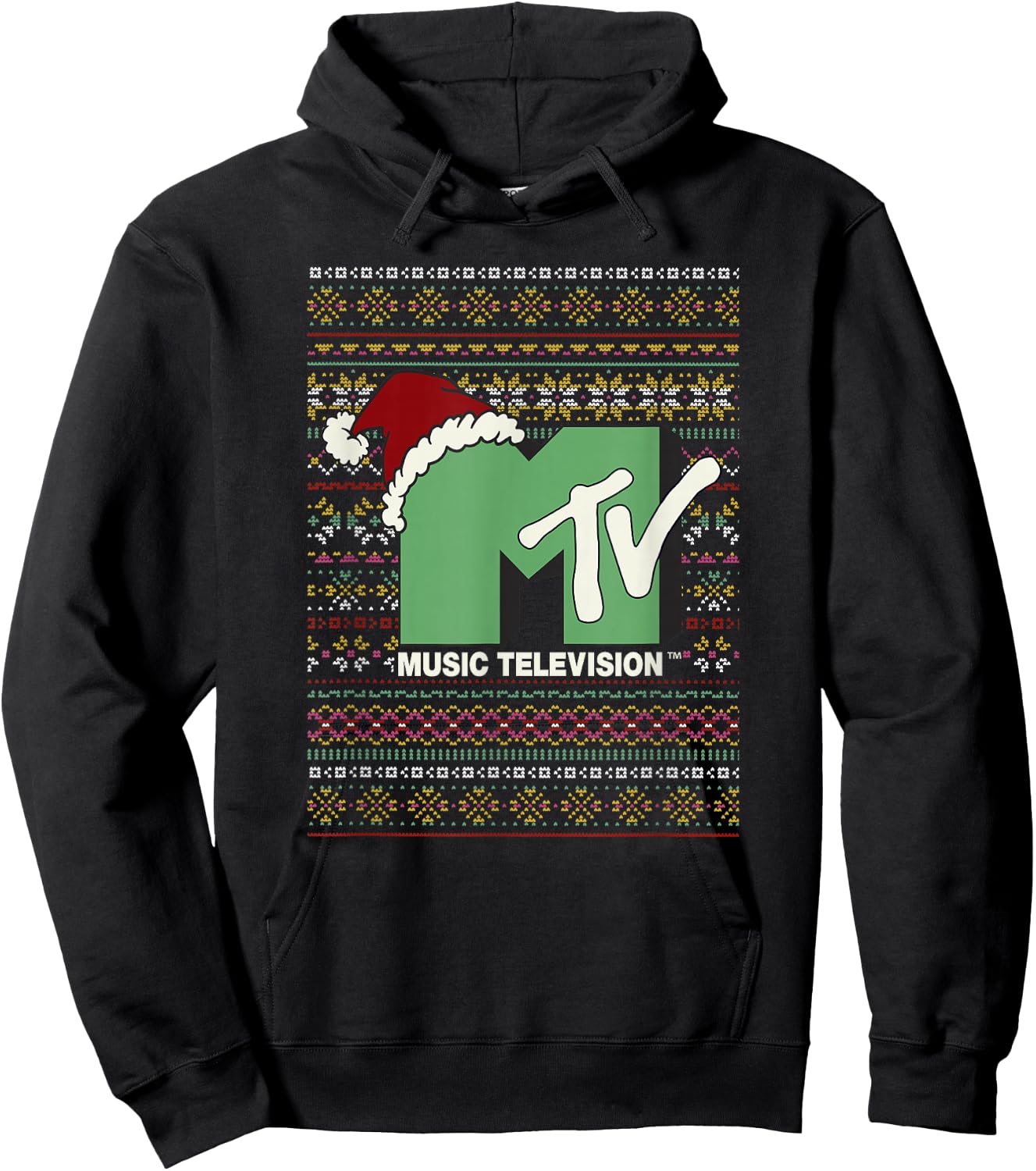 MTV Christmas Ugly Sweater Logo Hoodie - Hoodie | Black