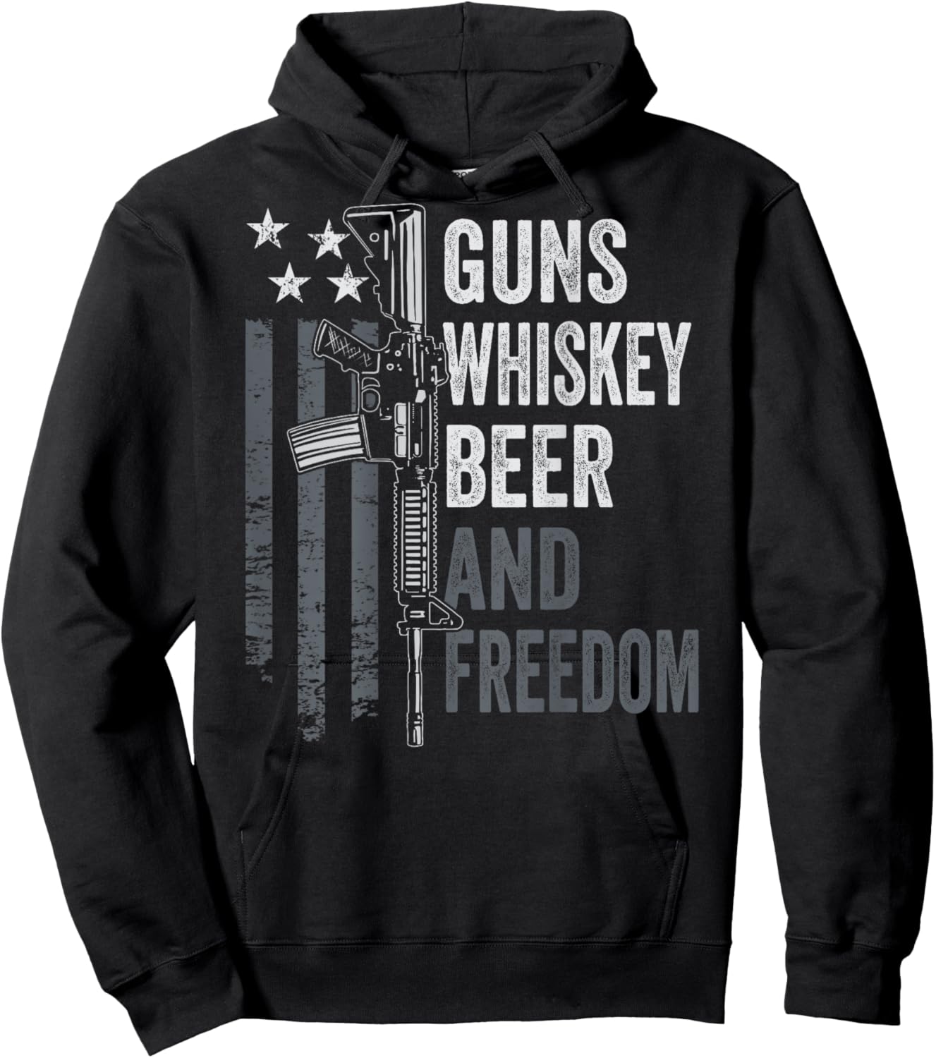 Guns Whisky Beer And Freedom - Funny Drinking Gun (ON BACK) Hoodie - Hoodie | Black