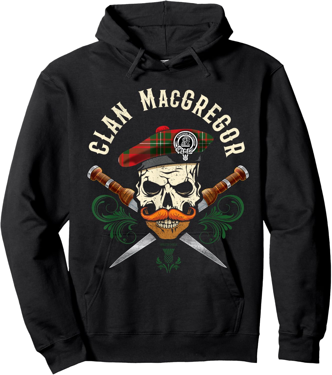 Scottish Clan MacGregor Surname Skull Dirks Tartan Badge Hoodie - Hoodie | Black