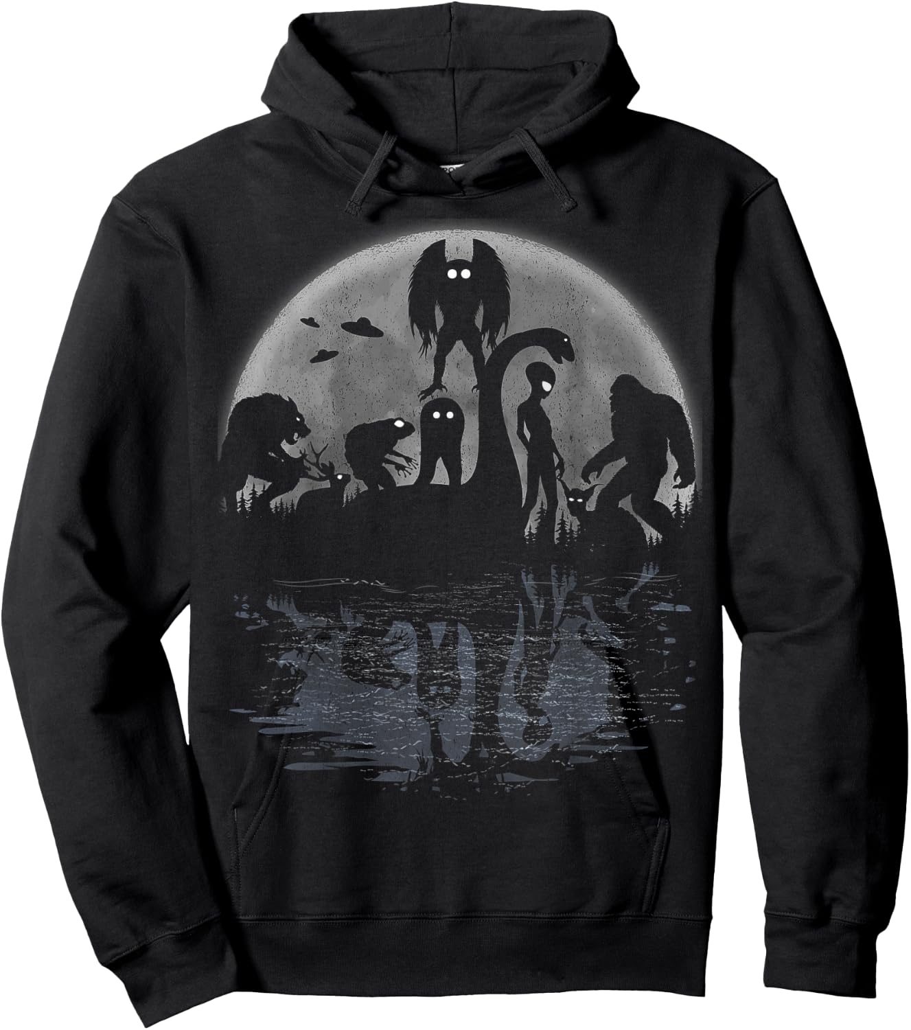 Bigfoot Loch Ness Monster Mothman And Aliens Funny Cryptid Hoodie - Hoodie | Black