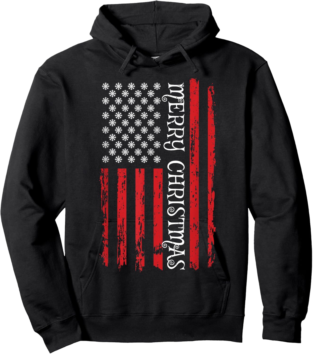 Patriotic USA Flag Shirt Men Women Kids Merry Christmas Hoodie - Hoodie | Black