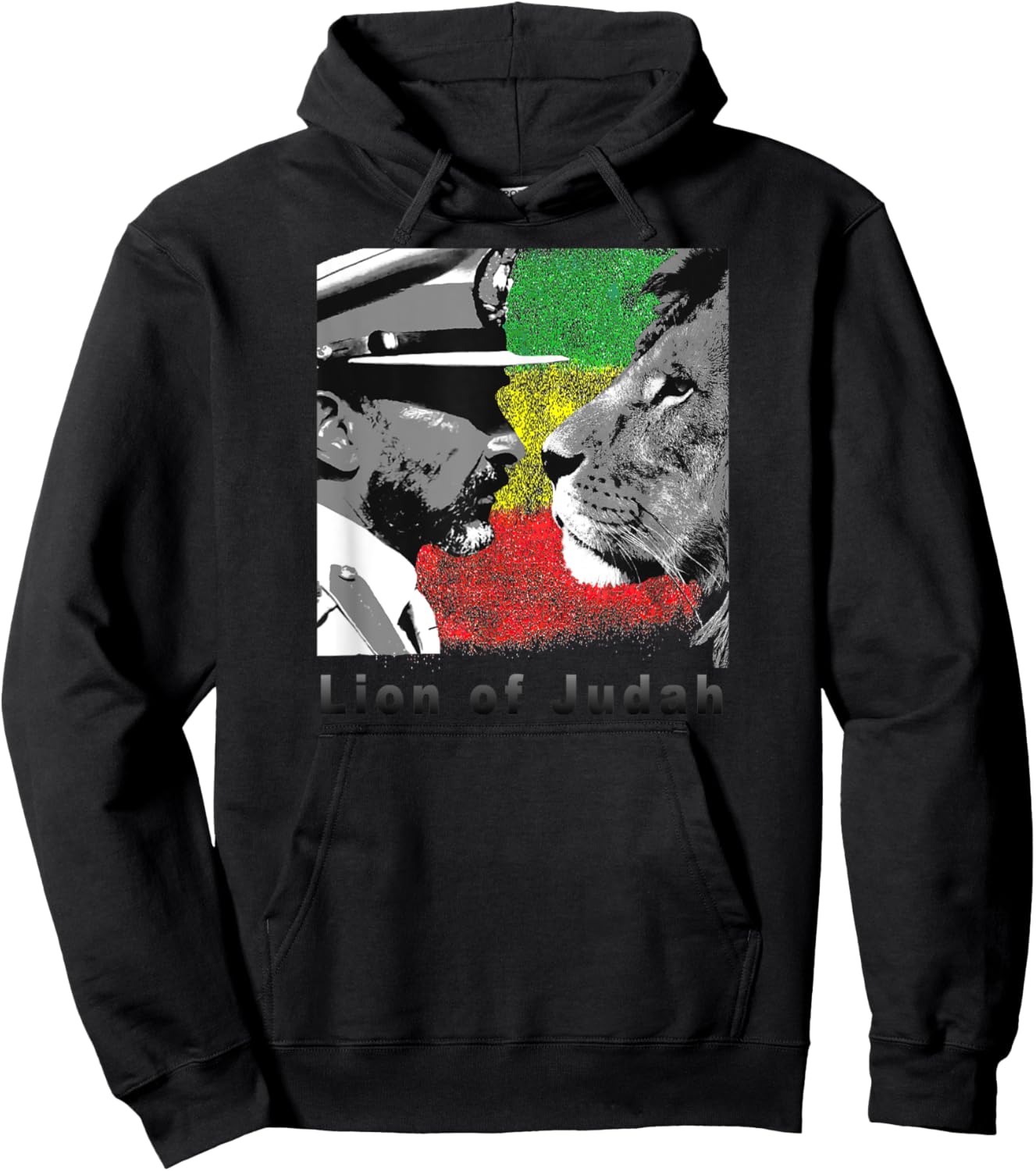 Lion of Judah Haile Selassie I. with reggae flag Hoodie - Hoodie | Black