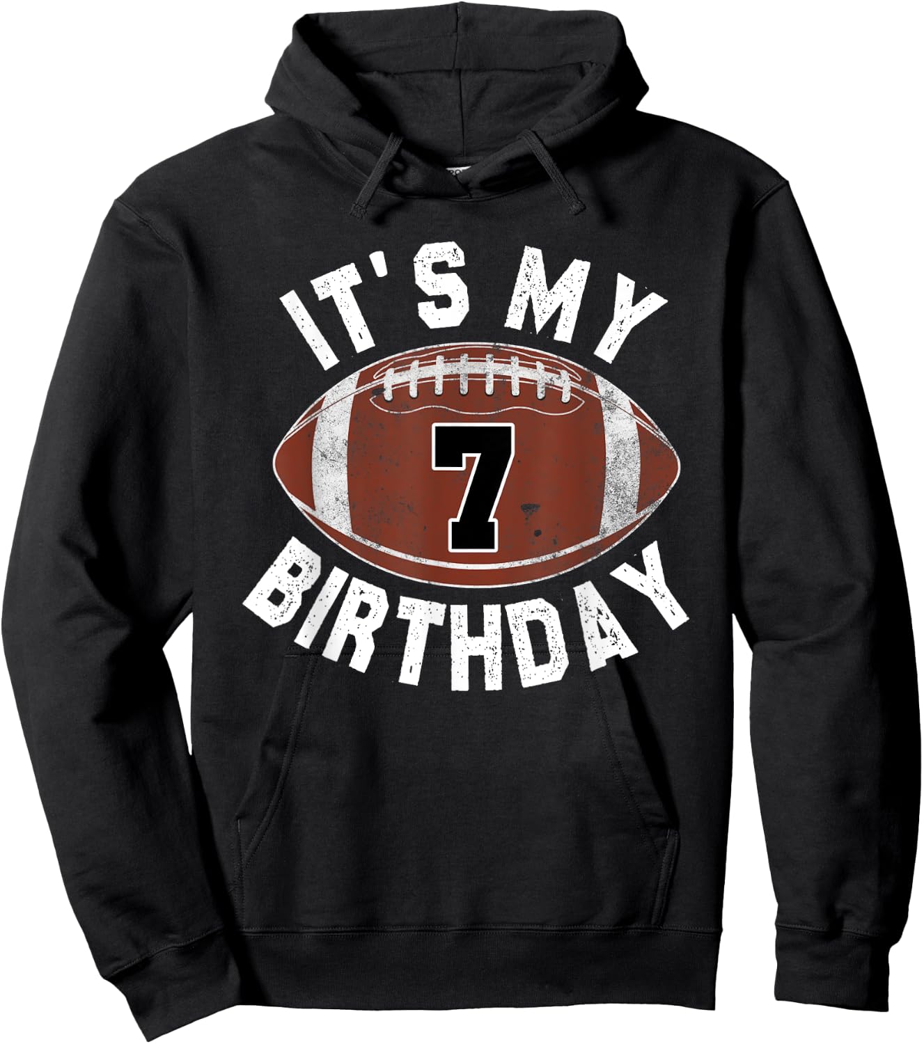 It's My 7th Birthday Boy 7 Year Old Football Player Kids Hoodie - Hoodie | Black