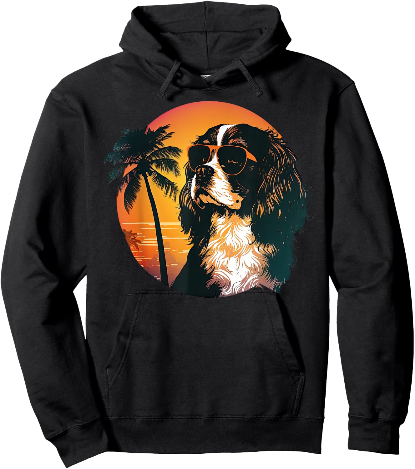 Funny Cavalier King Charles Spaniel Cute Cool Sunglasses Hoodie - Hoodie | Black
