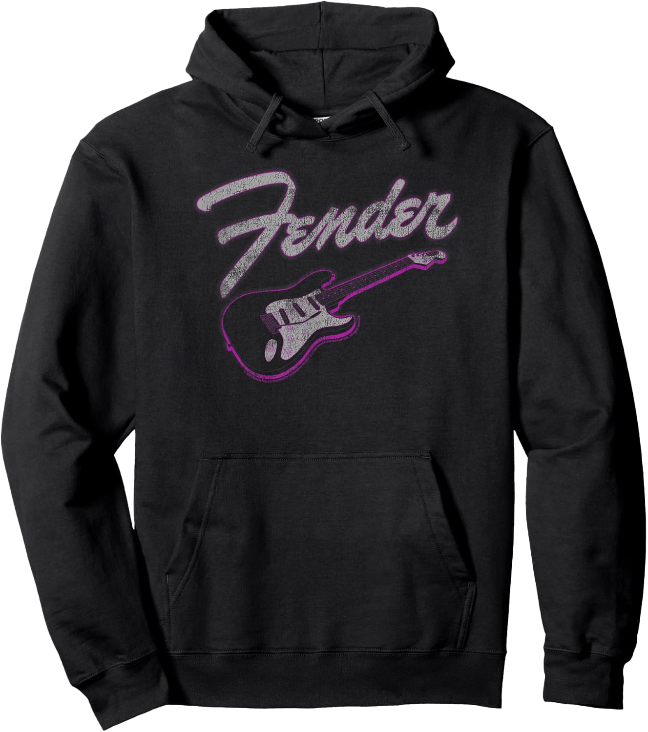 Fender Neon Guitar Outline Centered Logo Hoodie - Hoodie | Black