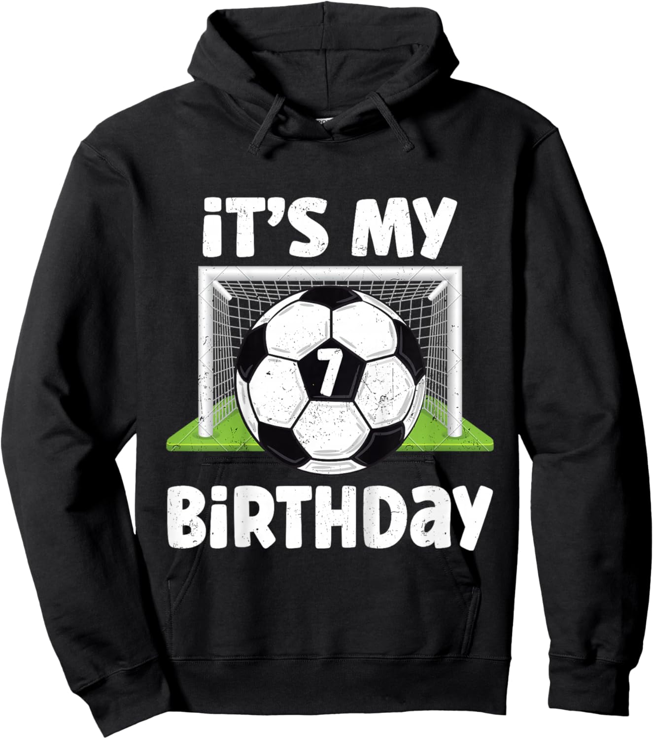 7 Years Old Soccer 7th Birthday Player Kids B-Day Party Hoodie - Hoodie | Black