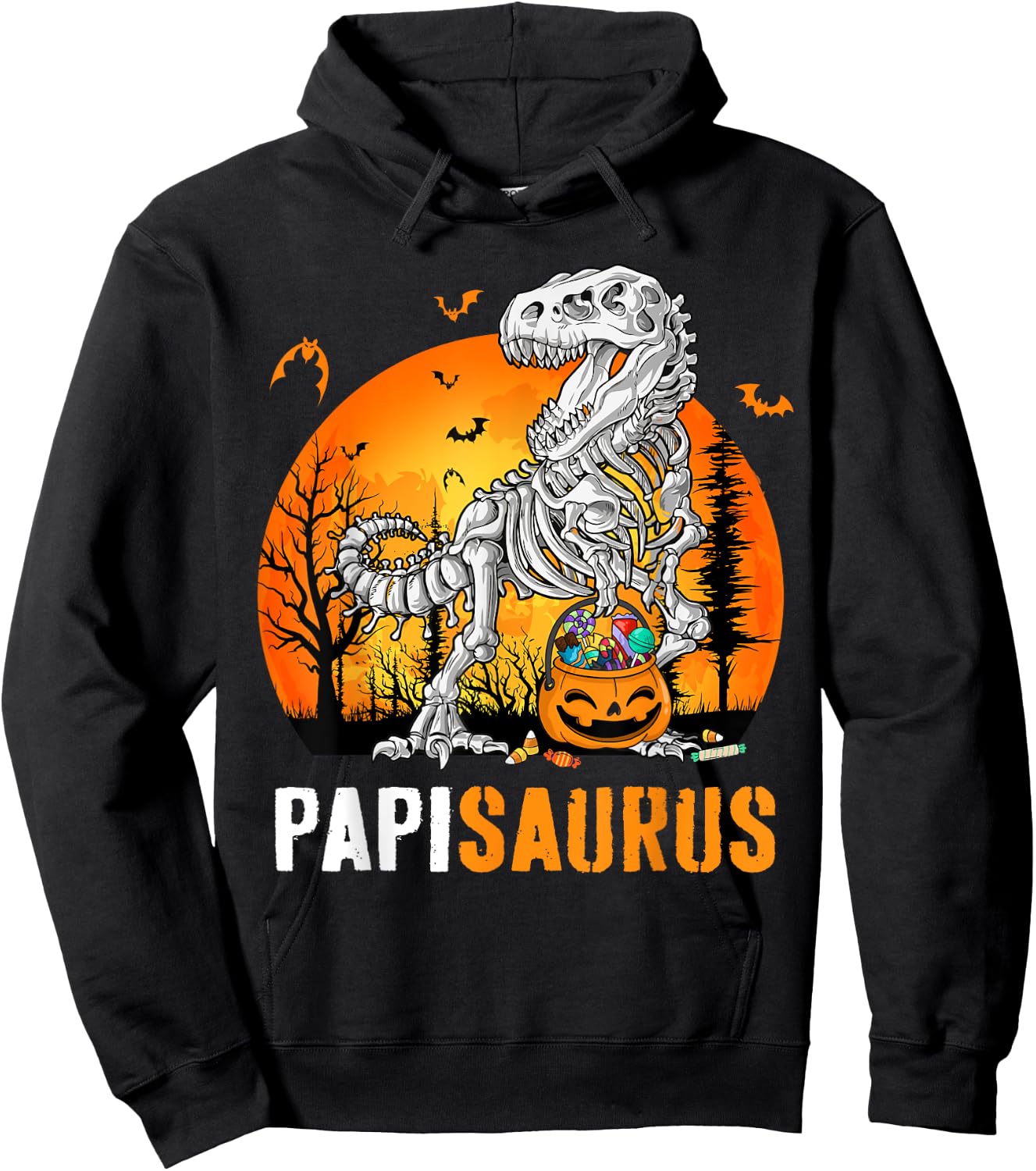 Papisaurus Dinosaur Skeleton Halloween Papi Saurus Hoodie - Hoodie | Black