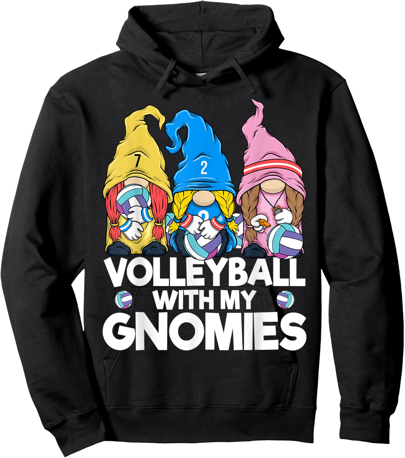 Volleyball Gnome Volleyball with My Gnomies Women Teen Girls Hoodie - Hoodie | Black