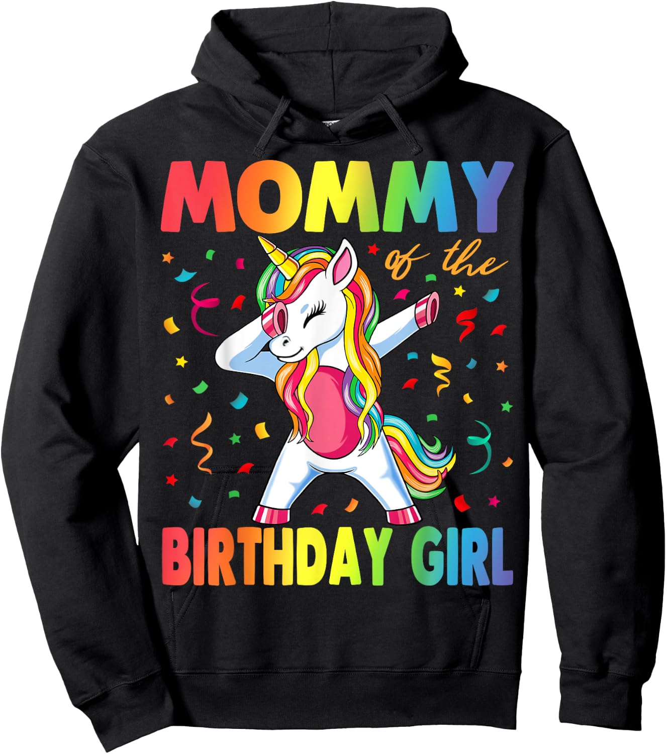 Mommy Of The Birthday Girl Mother Gift Unicorn Birthday Hoodie - Hoodie | Black