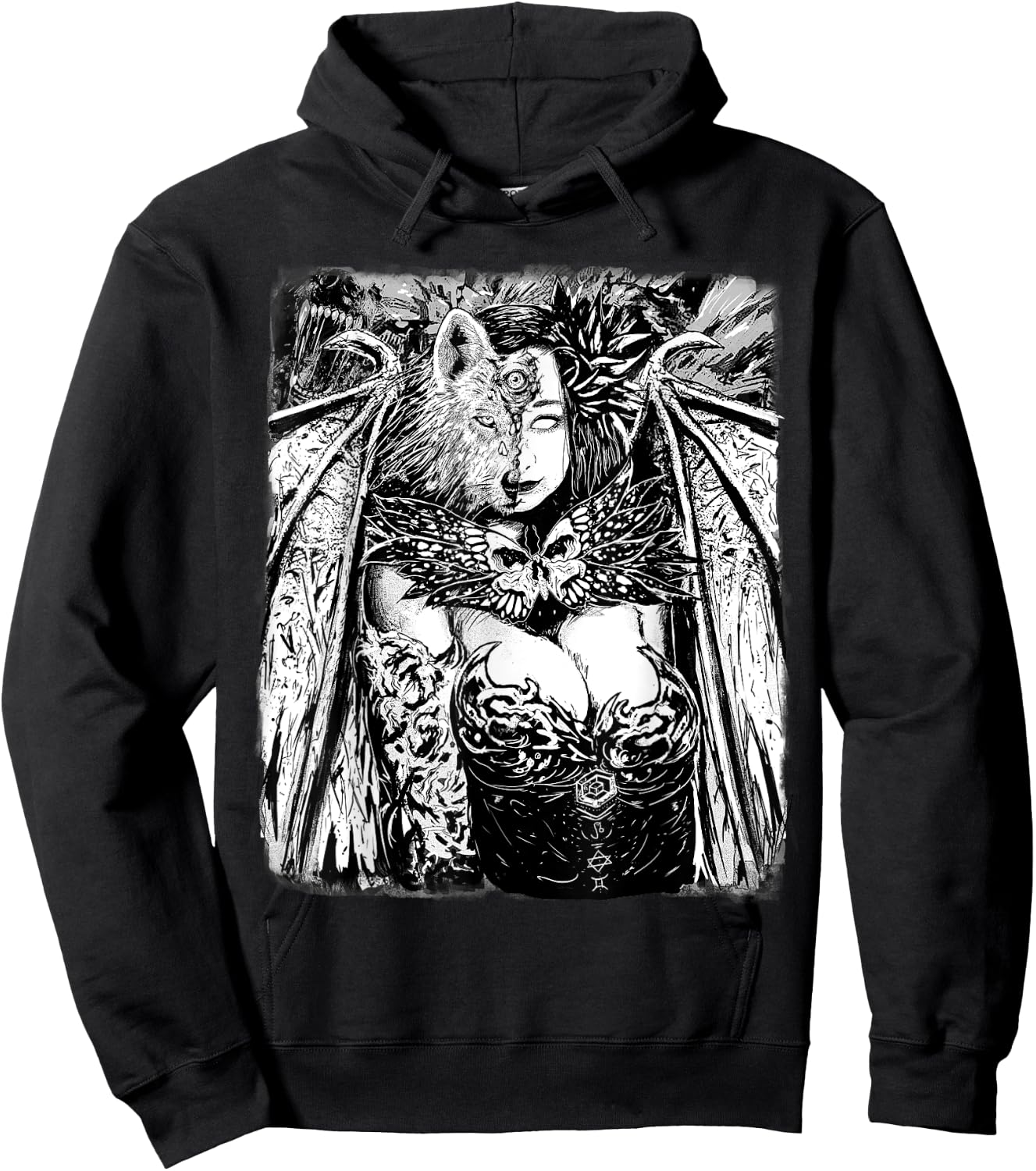 Gothic Succubus Dragon Lady Manga Art - Sexy Manga Girl Hoodie - Hoodie | Black
