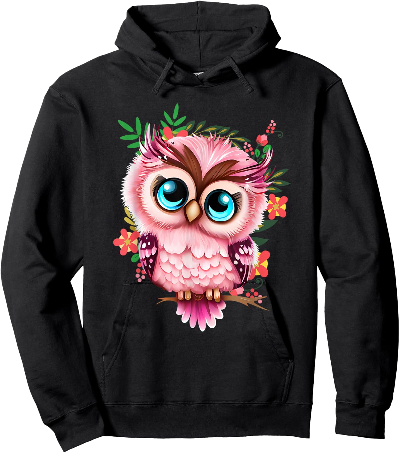 Cute Pink Owl - Girl who Loves Owls Nature and Birds Hoodie - Hoodie | Black