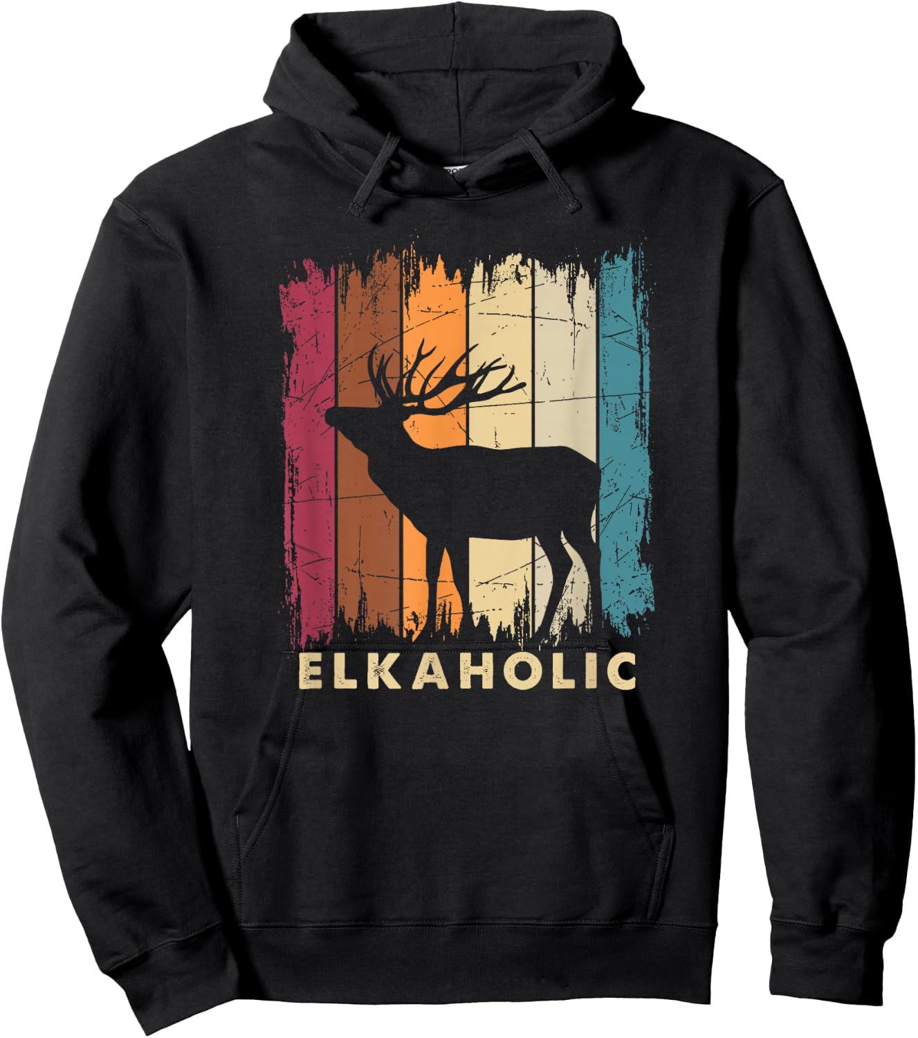 Wildlife Buck Elk Hunting Hunter Deer Silhouette Elkaholic Hoodie - Hoodie | Black
