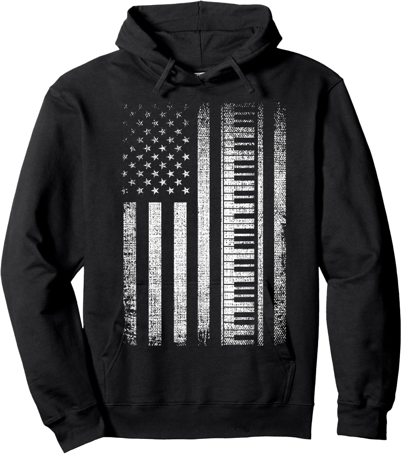 Patriotic Keyboard Player Keyboardist Keyboarder USA Flag Hoodie - Hoodie | Black