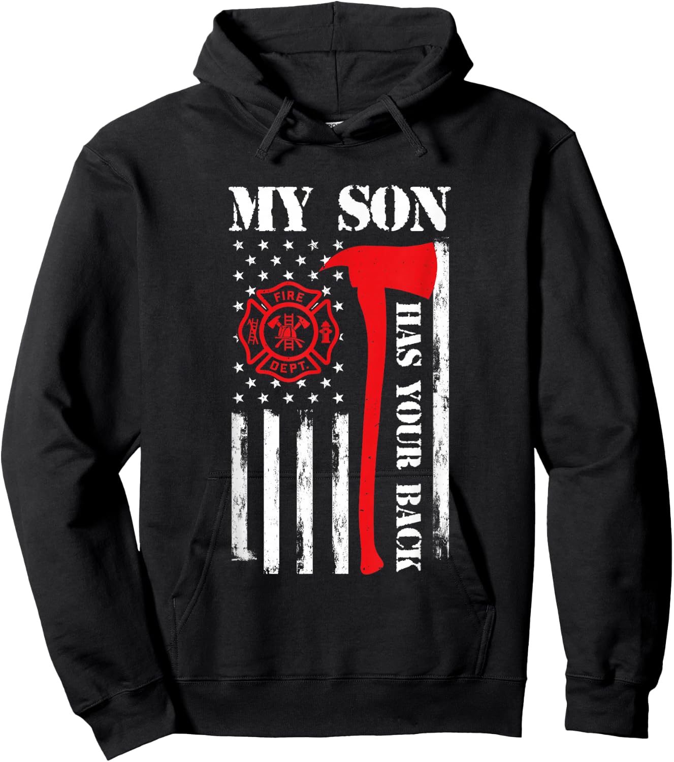 My Son Is A Firefighter Dad Fireman Father Son Firefighter Hoodie - Hoodie | Black