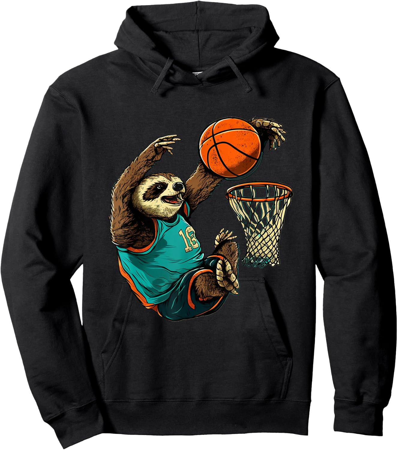 Basketball Sloth Bball Team Sport Funny Basketball Player Hoodie - Hoodie | Black