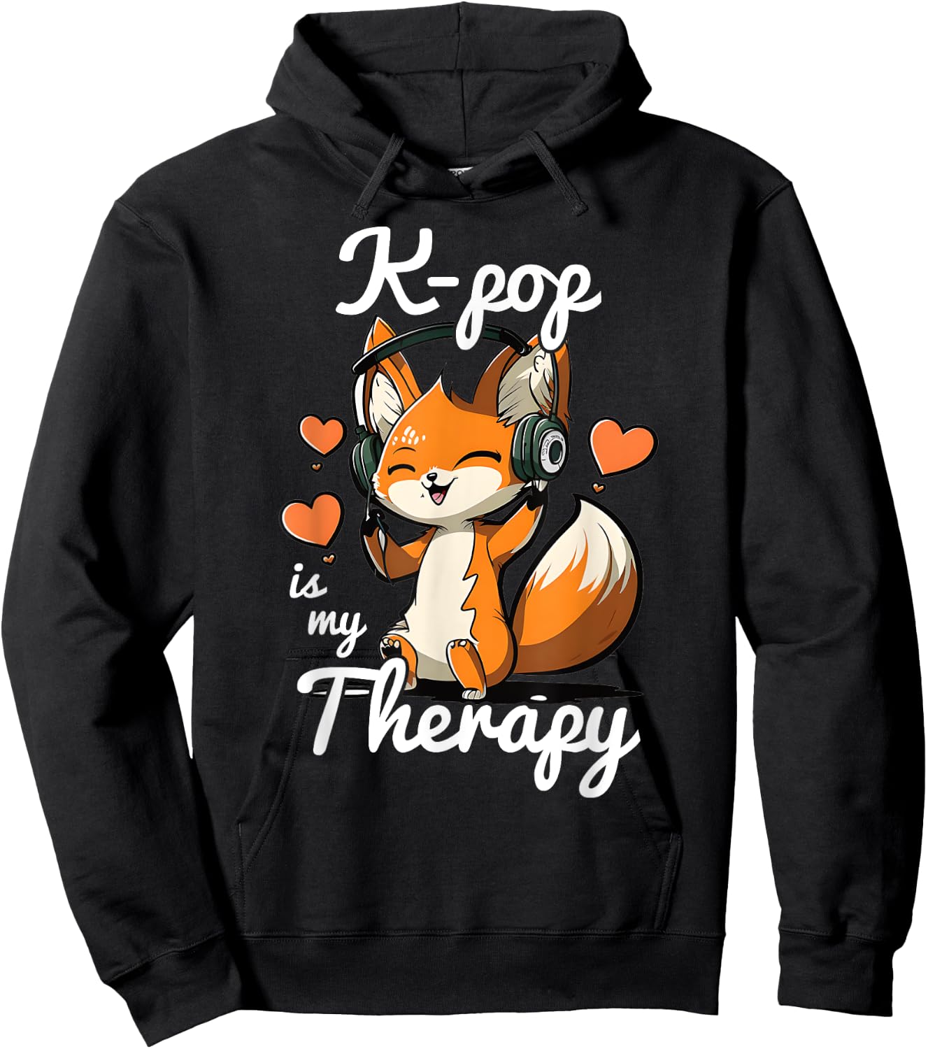 Kpop is My Therapy Fox Korean Pop Merch K-pop Merchandise Hoodie - Hoodie | Black