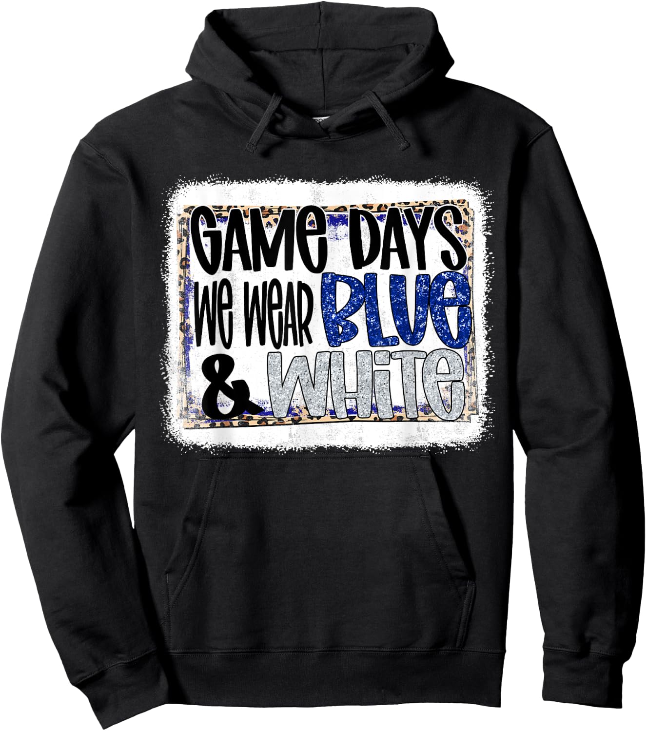 On Gameday Football We Wear Blue And White School Spirit Hoodie - Hoodie | Black