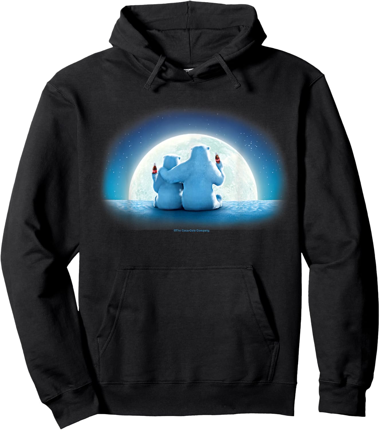 Coca-Cola Christmas Polar Bears Moonlight Portrait Hoodie - Hoodie | Black