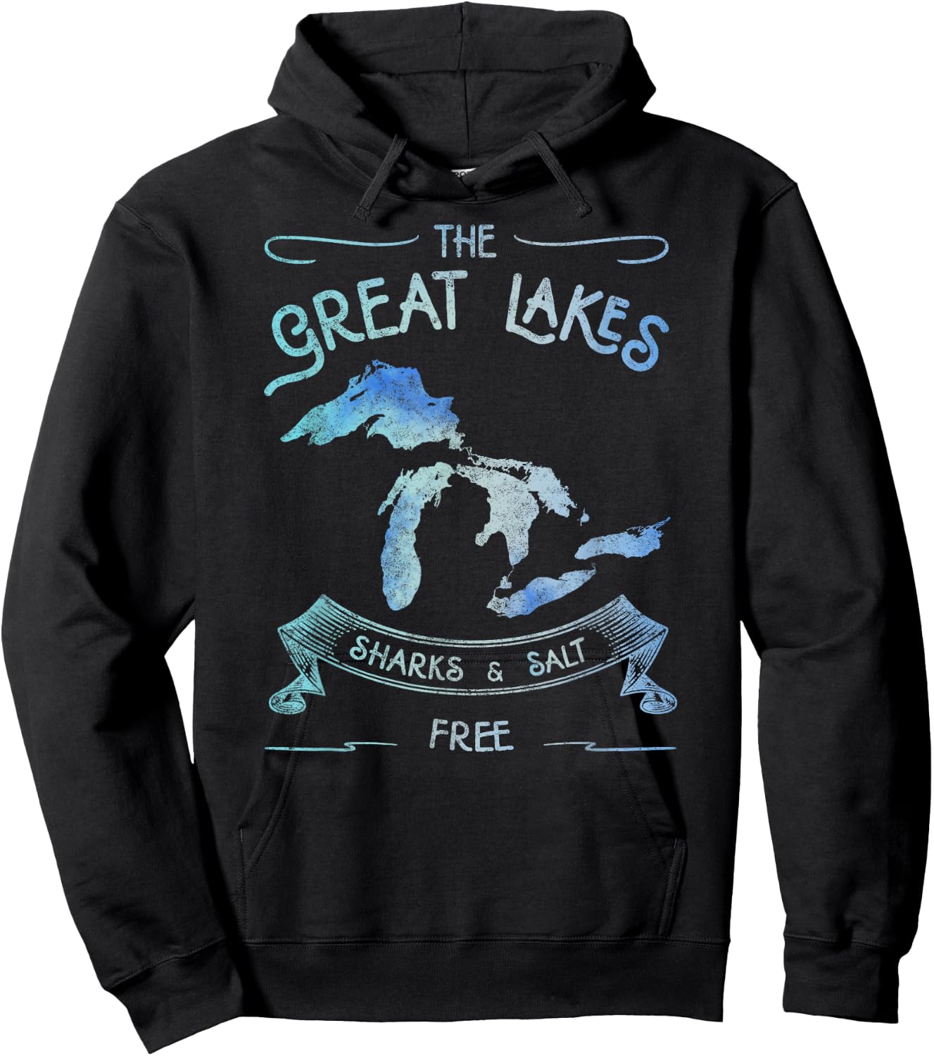 Sharks and Salt Free Great Lakes State Michigan Vacation Hoodie - Hoodie | Black