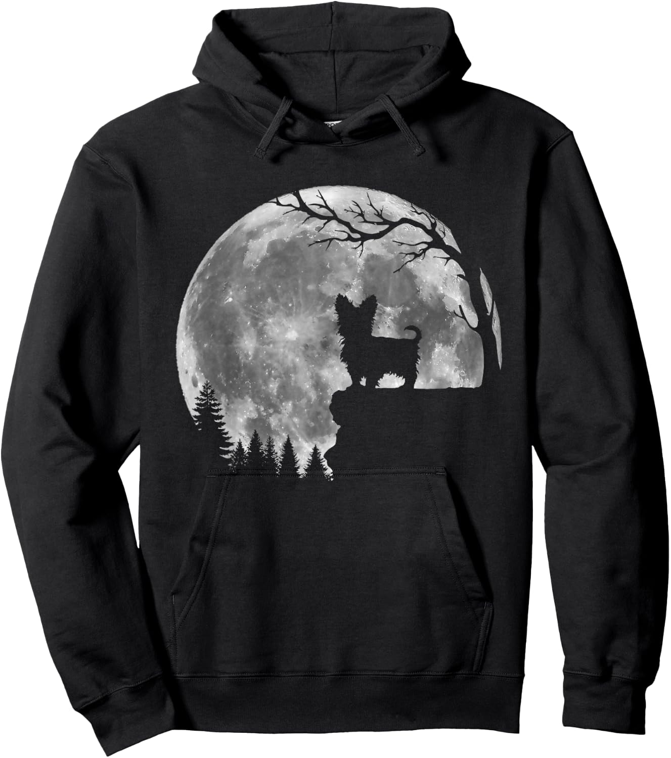 Yorkie Dog Moon Silhouette Funny Lazy Halloween Costume Men Women Kids Hoodie - Hoodie | Black