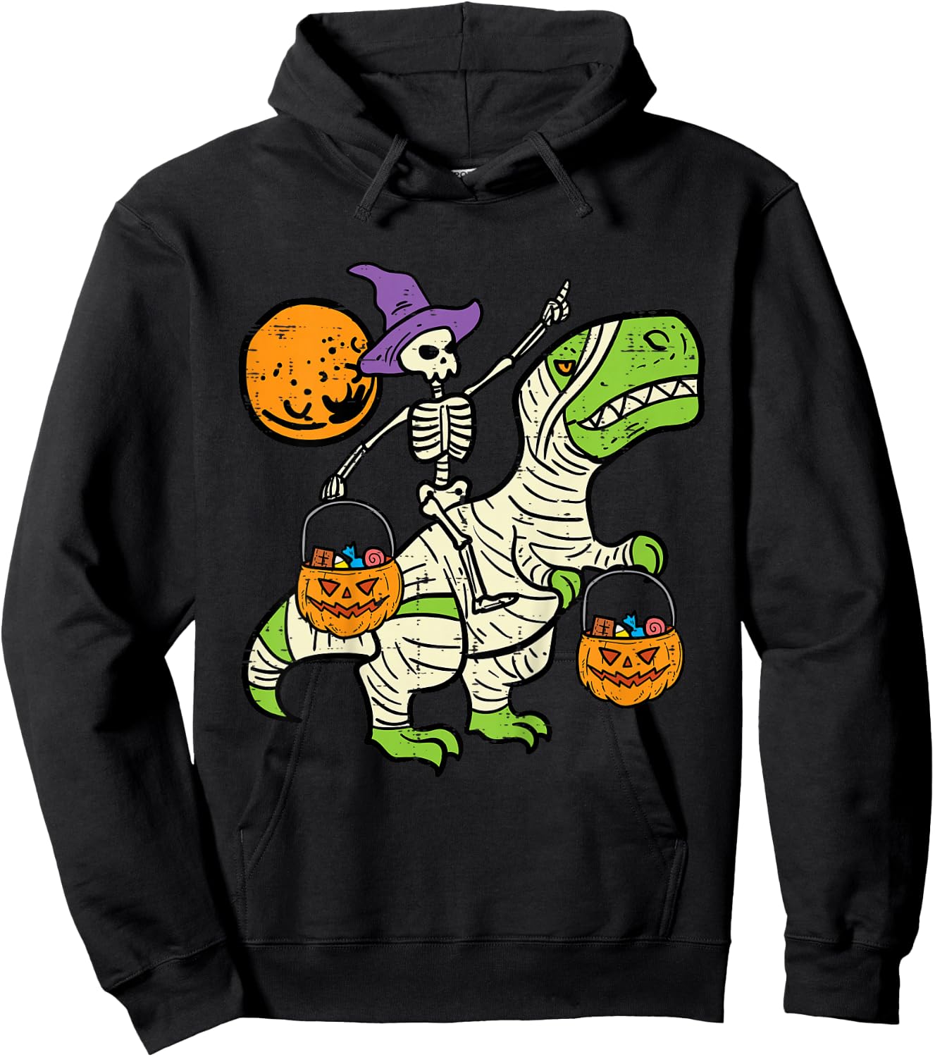 Kids Skeleton Dino Pumpkin Halloween Costume Toddler Boys Kids Hoodie - Hoodie | Black