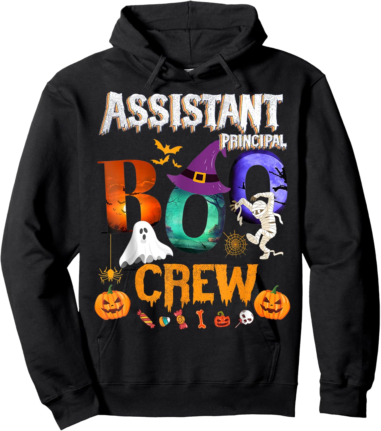 Assistant Principal Boo Crew Teacher Student Funny Halloween Hoodie - Hoodie | Black