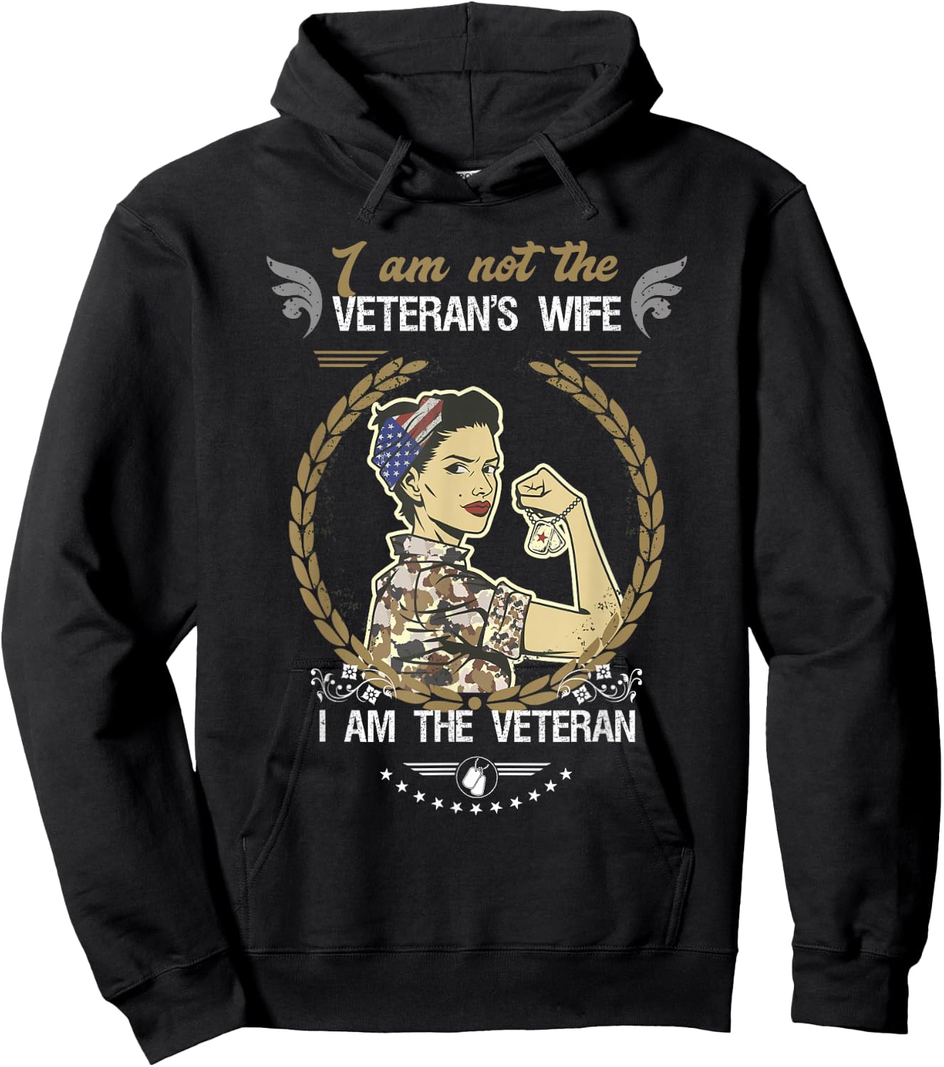 I'm Not The Veteran's Wife Female Veteran Hoodie - Hoodie | Black