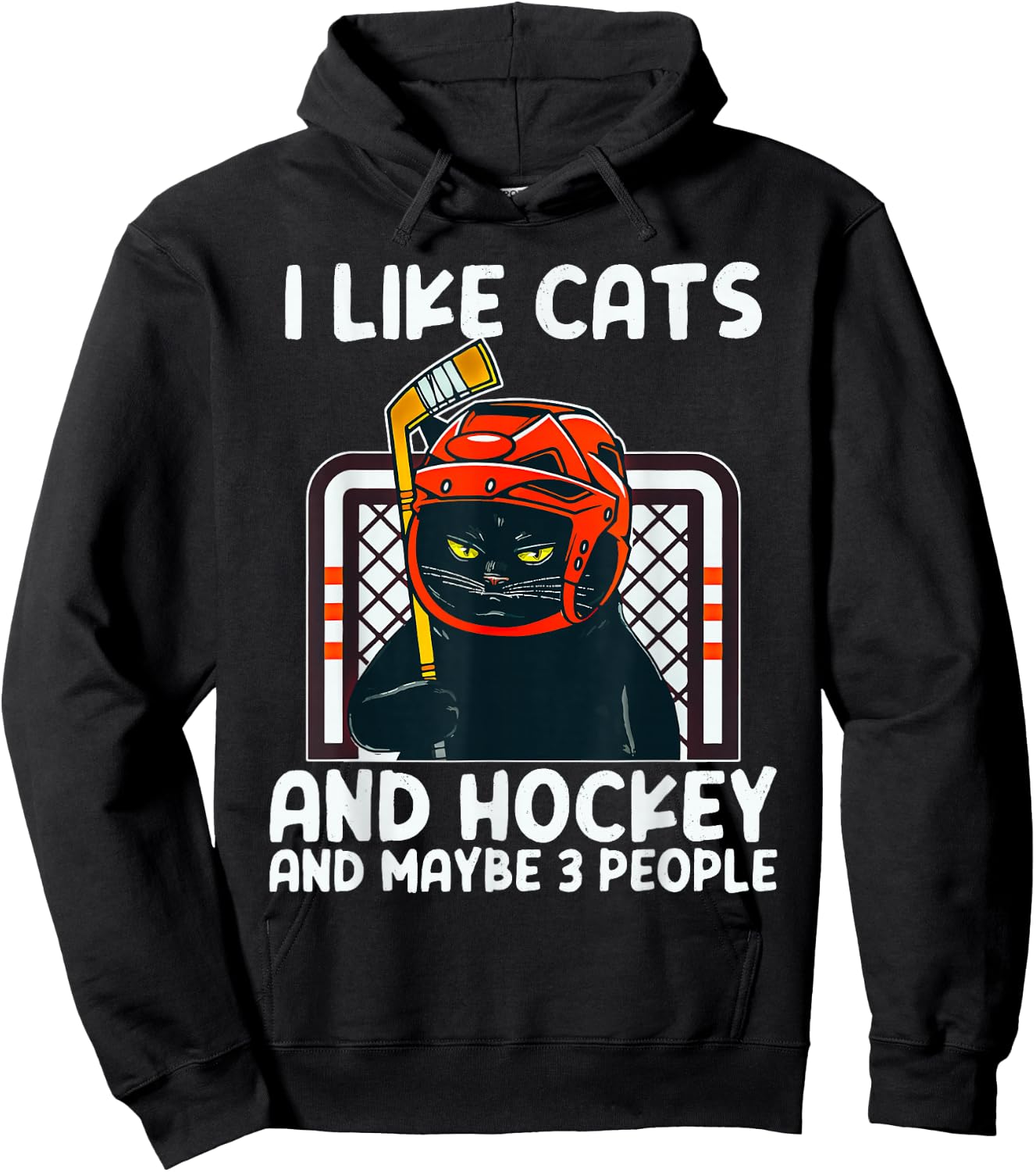 I Like Cats And Hockey And Maybe 3 People Black Catsc Hoodie - Hoodie | Black