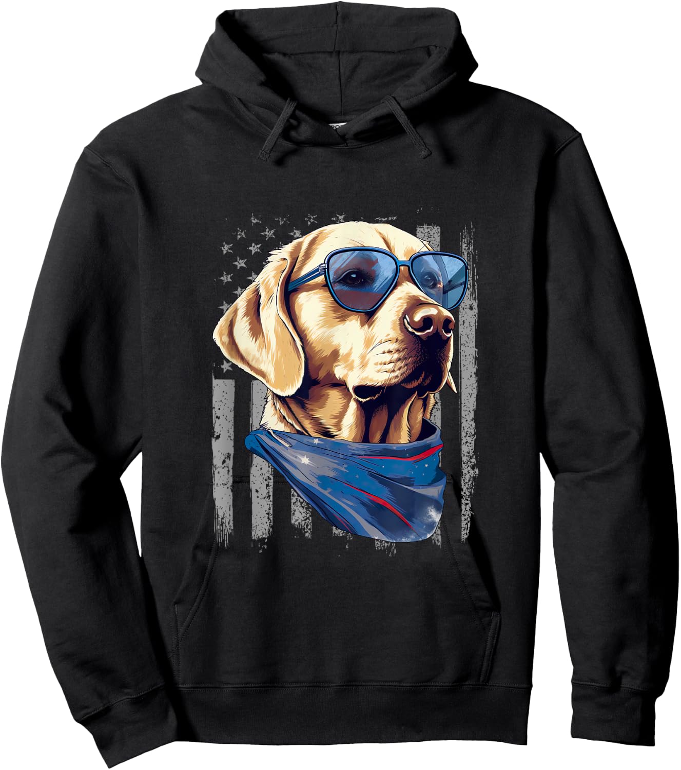 American Flag Yellow Labrador 4th Of July USA Yellow Lab Hoodie - Hoodie | Black