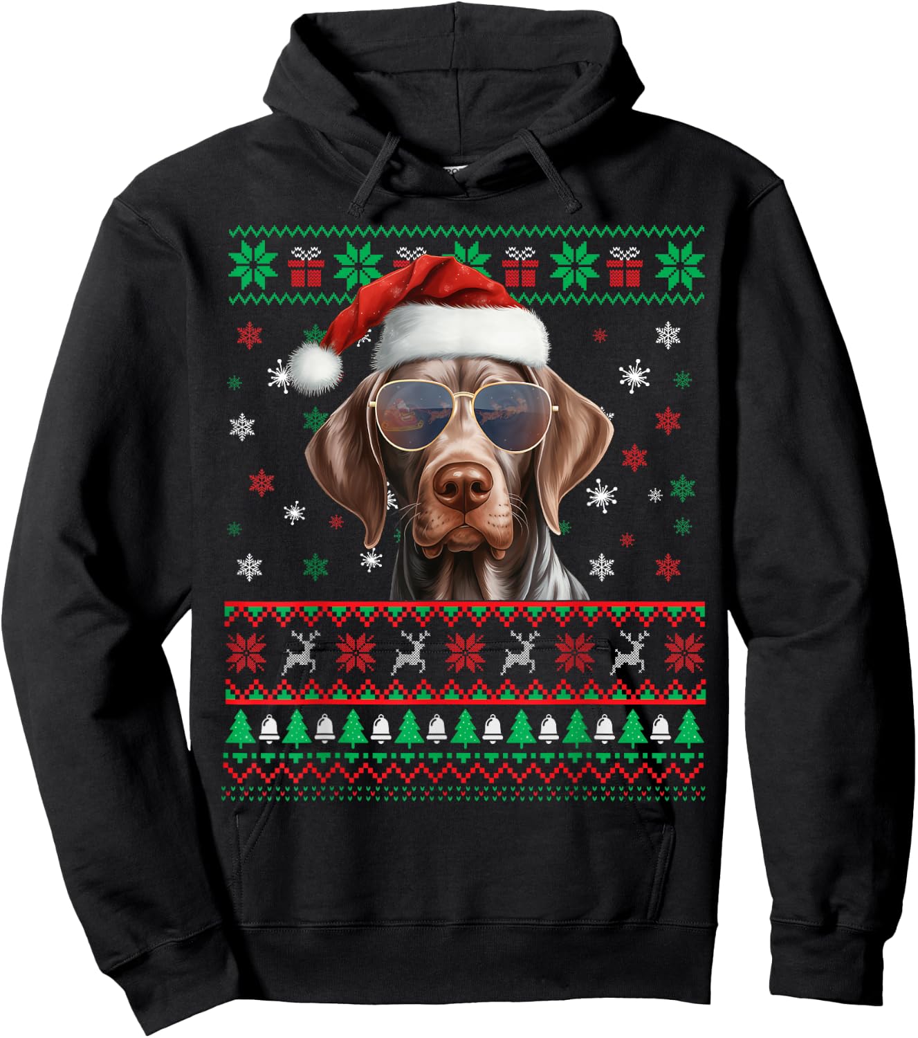 Christmas Pajama Matching German Shorthaired Pointer Xmas Hoodie - Hoodie | Black