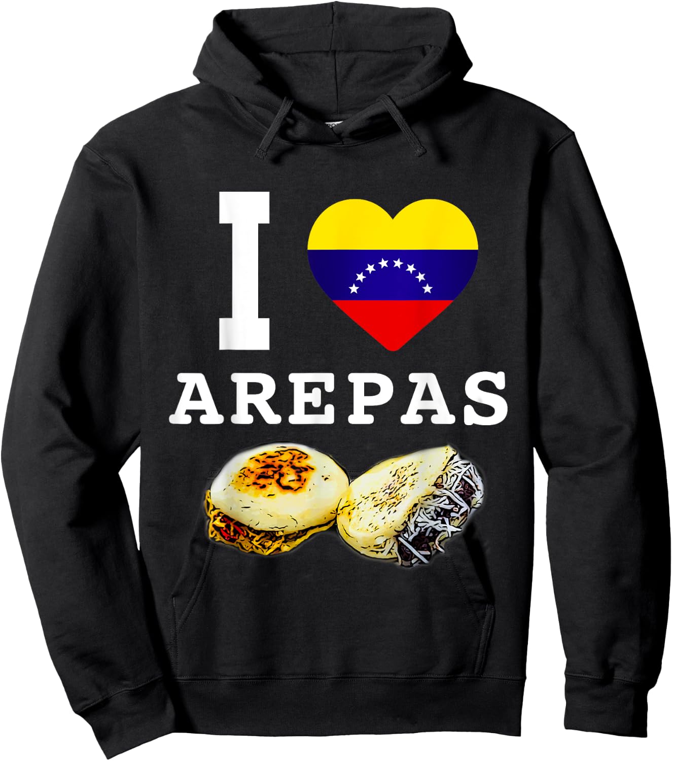 Funny Venezuela Food Flag Comida Venezolana I Love Arepas Hoodie - Hoodie | Black