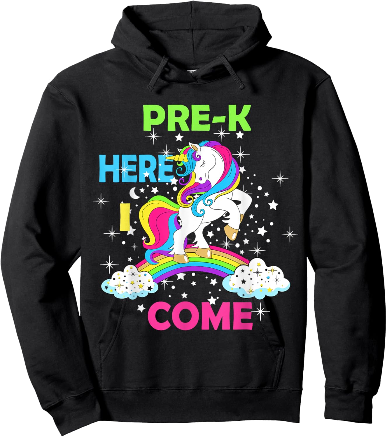 Look Out Pre k Here I Come Girl Unicorn Preschool Prek Hoodie - Hoodie | Black
