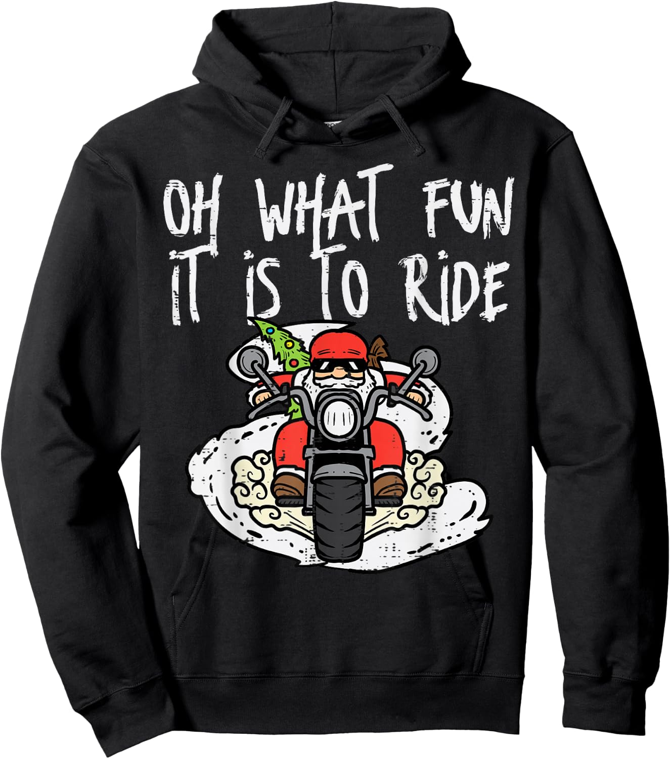 Christmas What Fun Is To Ride Biker Santa Xmas Men Boys Kids Hoodie - Hoodie | Black