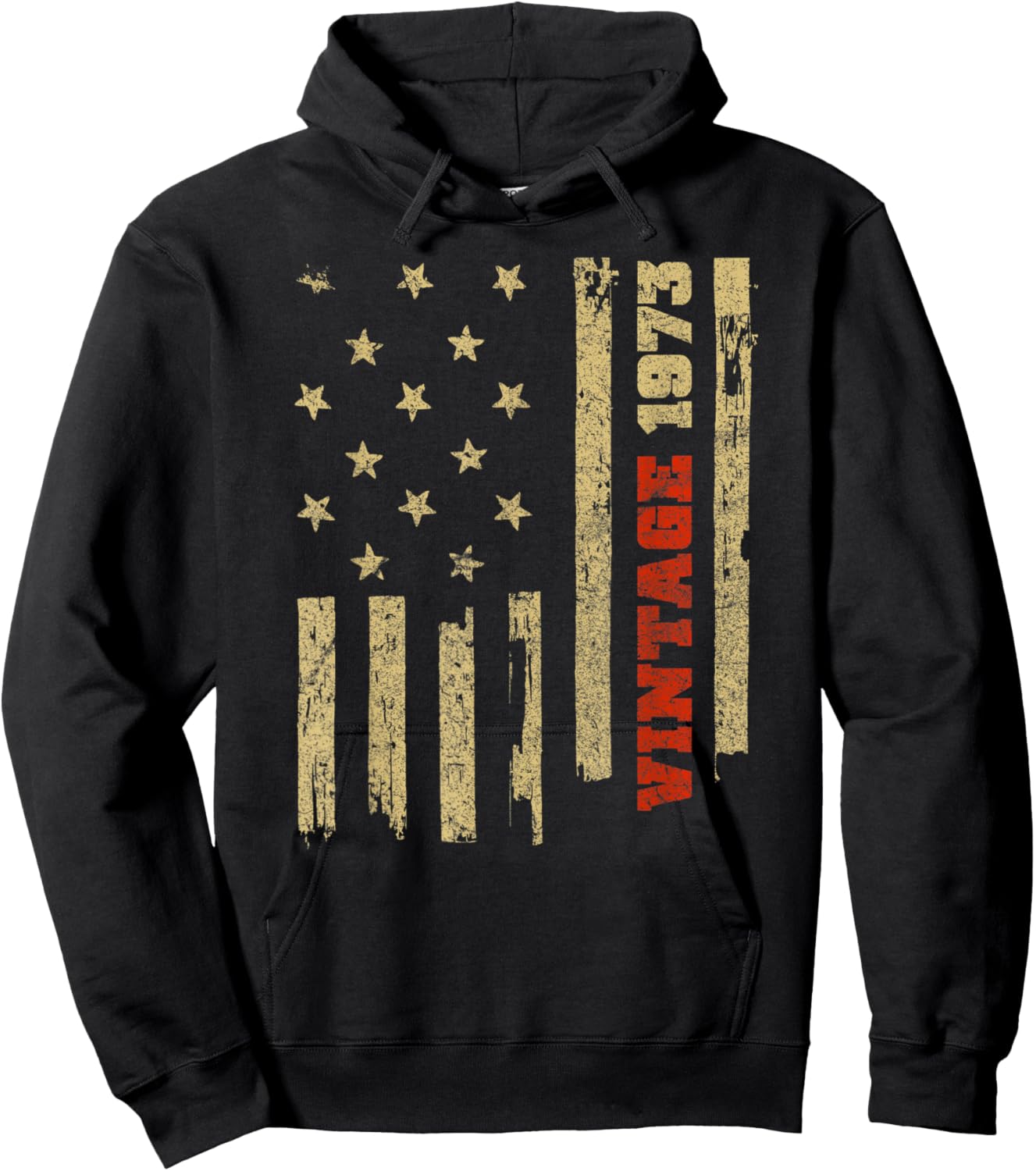 Vintage 1973 Old Glory American Flag 50th Birthday Women Men Hoodie - Hoodie | Black