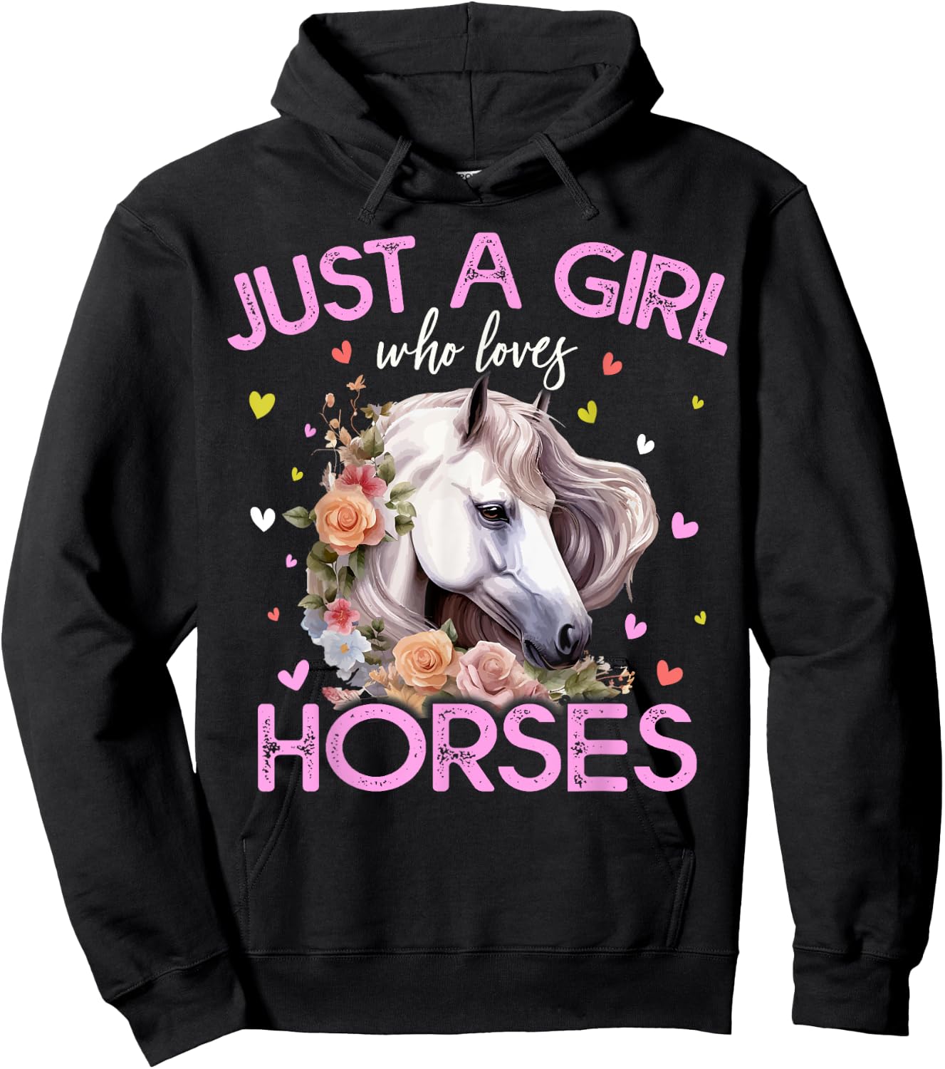 Just A Girl Who Loves Horses Girls Hoodie - Hoodie | Black