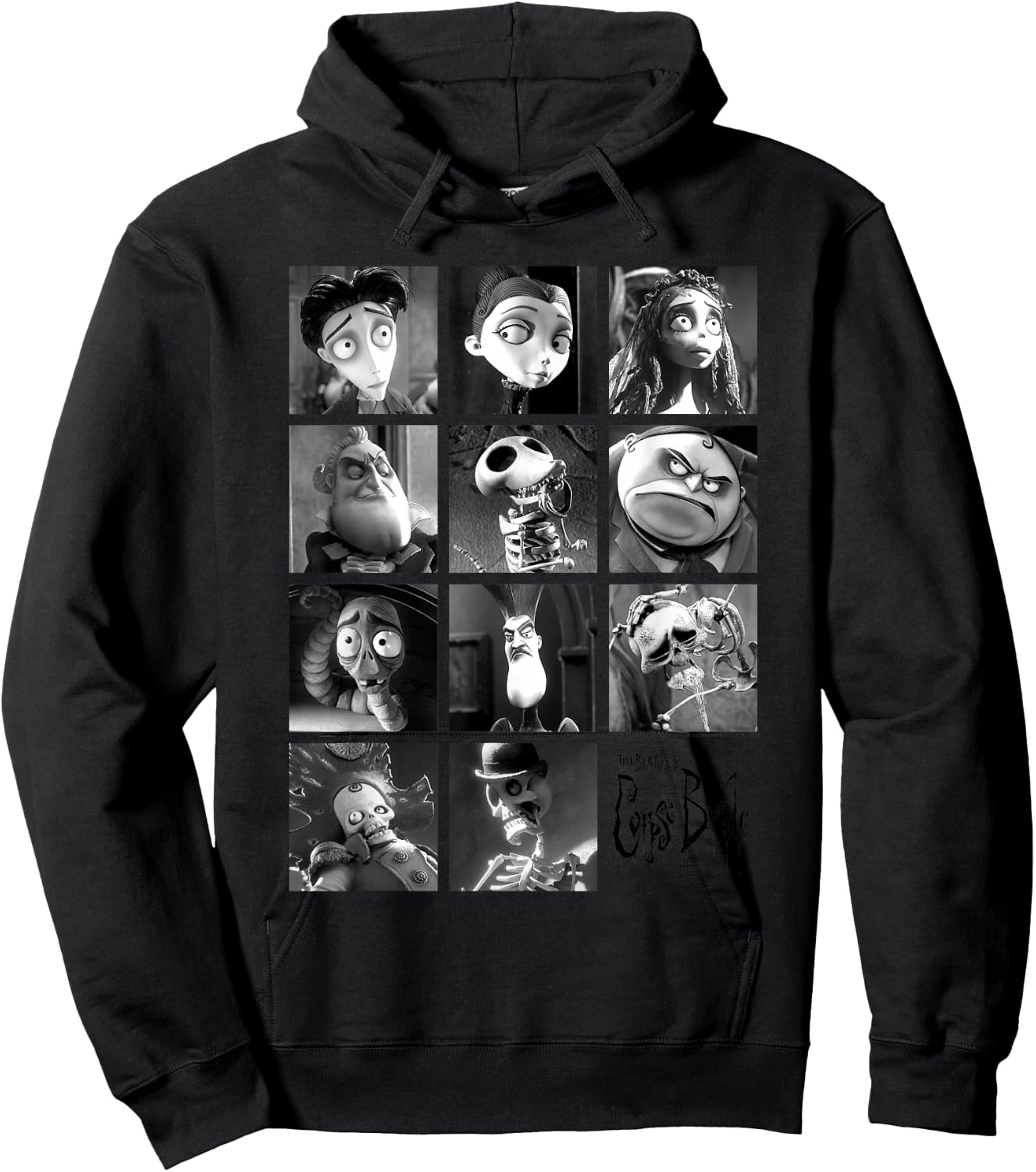 Corpse Bride Character Grid Black and White Photos Movie Hoodie - Hoodie | Black