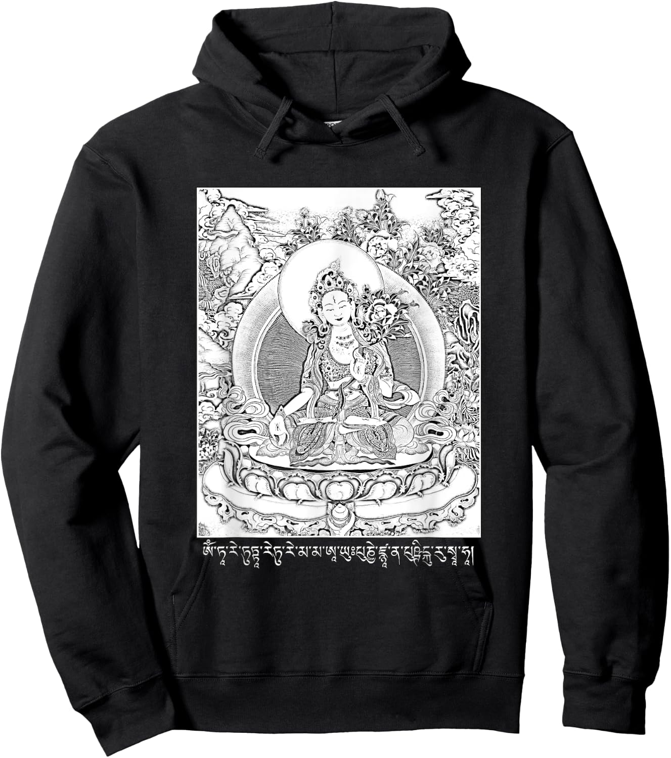 White Tara Tibetan Goddess Buddhism Hoodie - Hoodie | Black