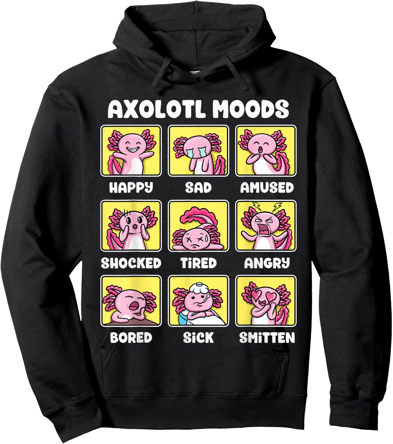 Axolotl Shirt - Kawaii Axolotl Moods Anime Axolotl Costume Hoodie - Hoodie | Black