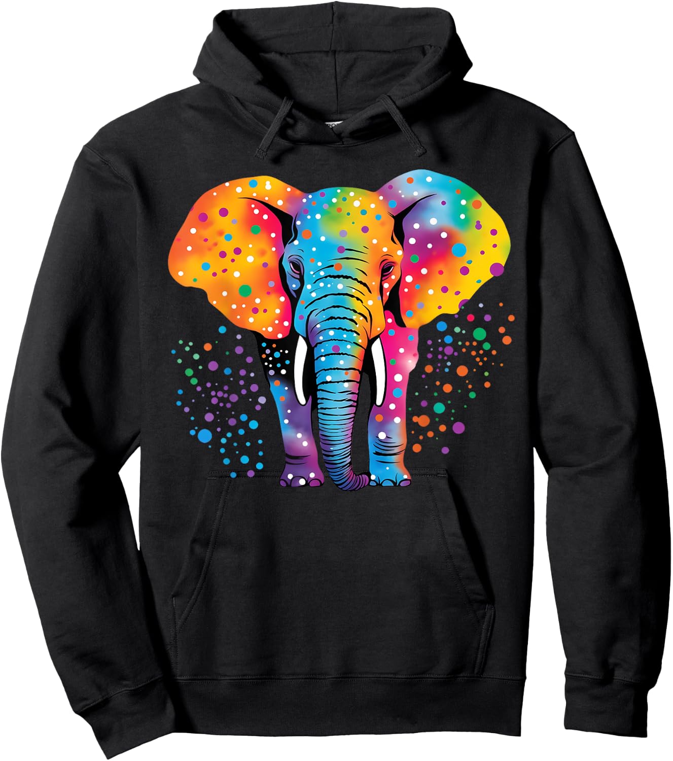 Colorful Elephant Polka Dot Rainbow Elephant Hoodie - Hoodie | Black