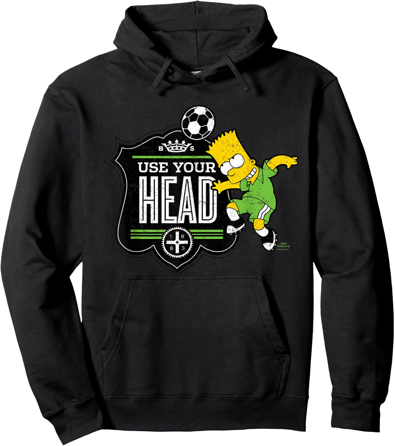 The Simpsons Soccer Bart Simpson Use Your Head Hoodie - Hoodie | Black