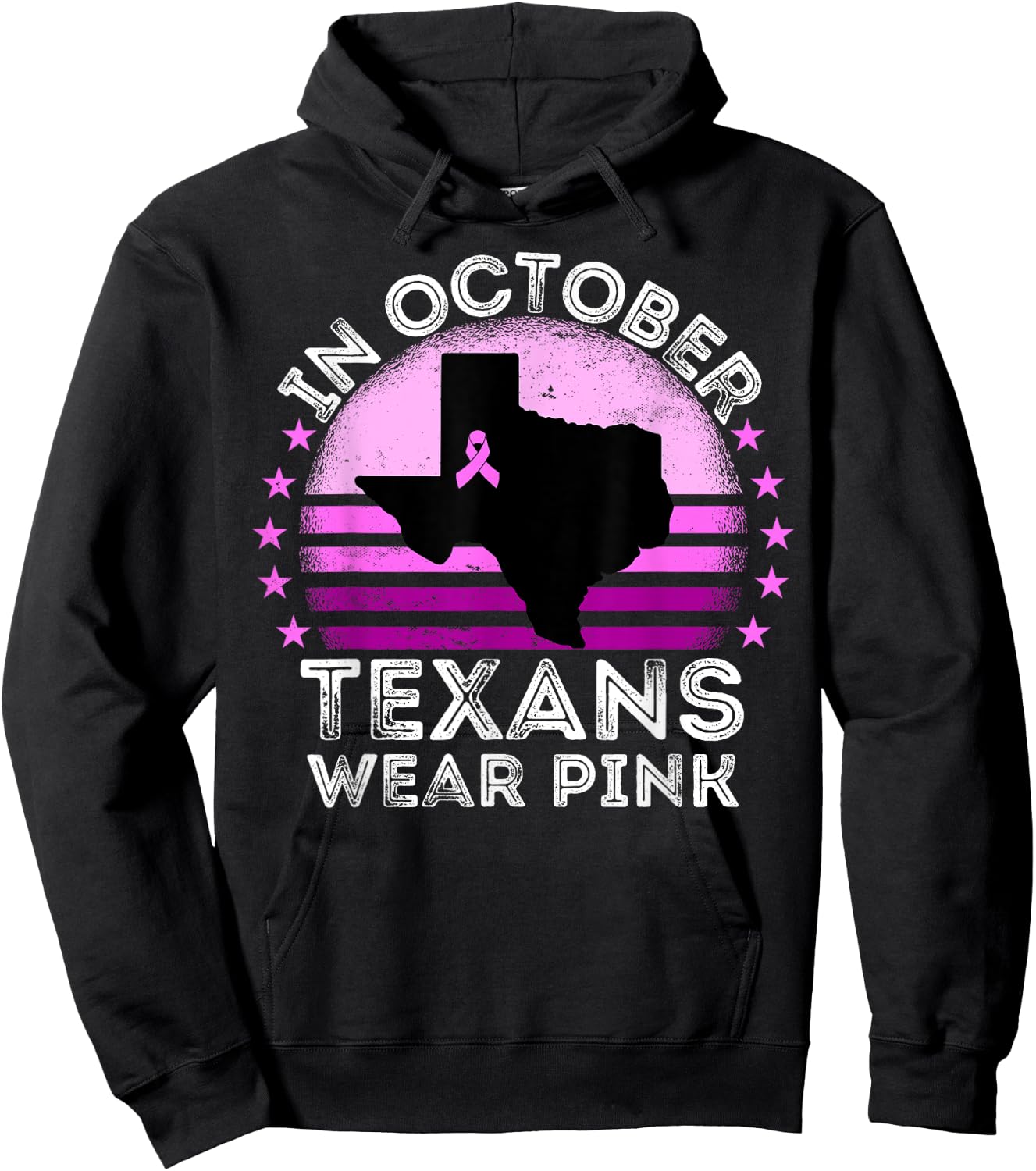 In October Texans Wear Pink Breast Cancer Awareness Texas Hoodie - Hoodie | Black